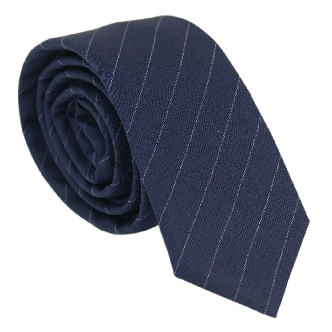 Truclothing Men's Stz41 - Tie Hankie Pin Stripe Classic Gatsby Peaky Blinders - Navy