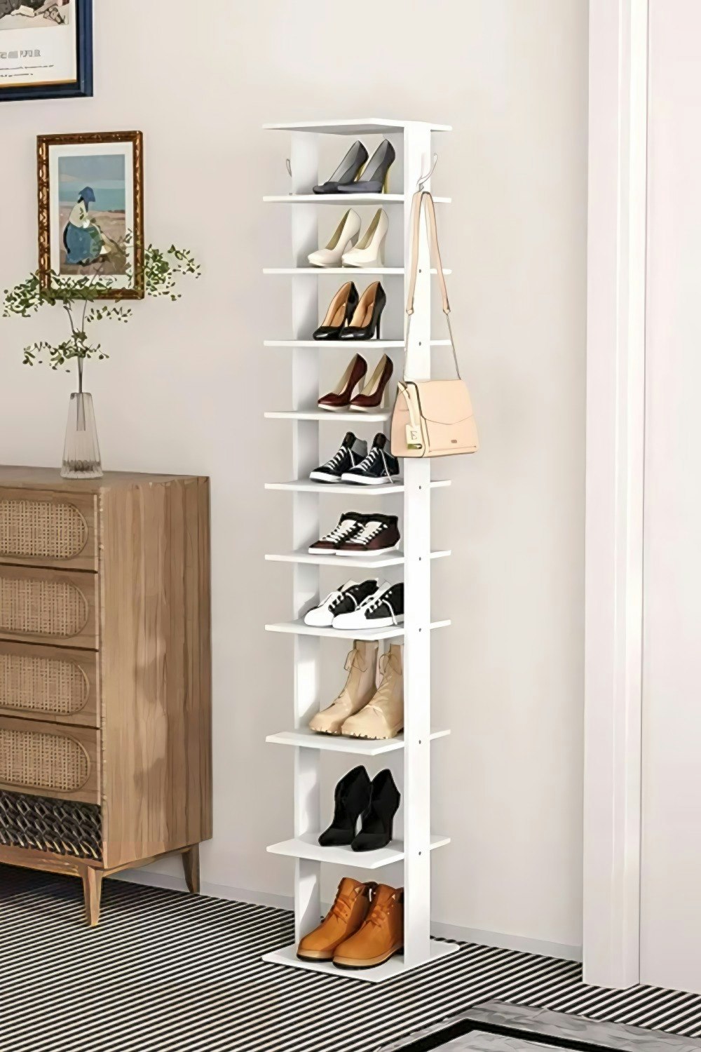 Rackhams White Contemporary 10-Tier Household Space Saving Shoe Rack
