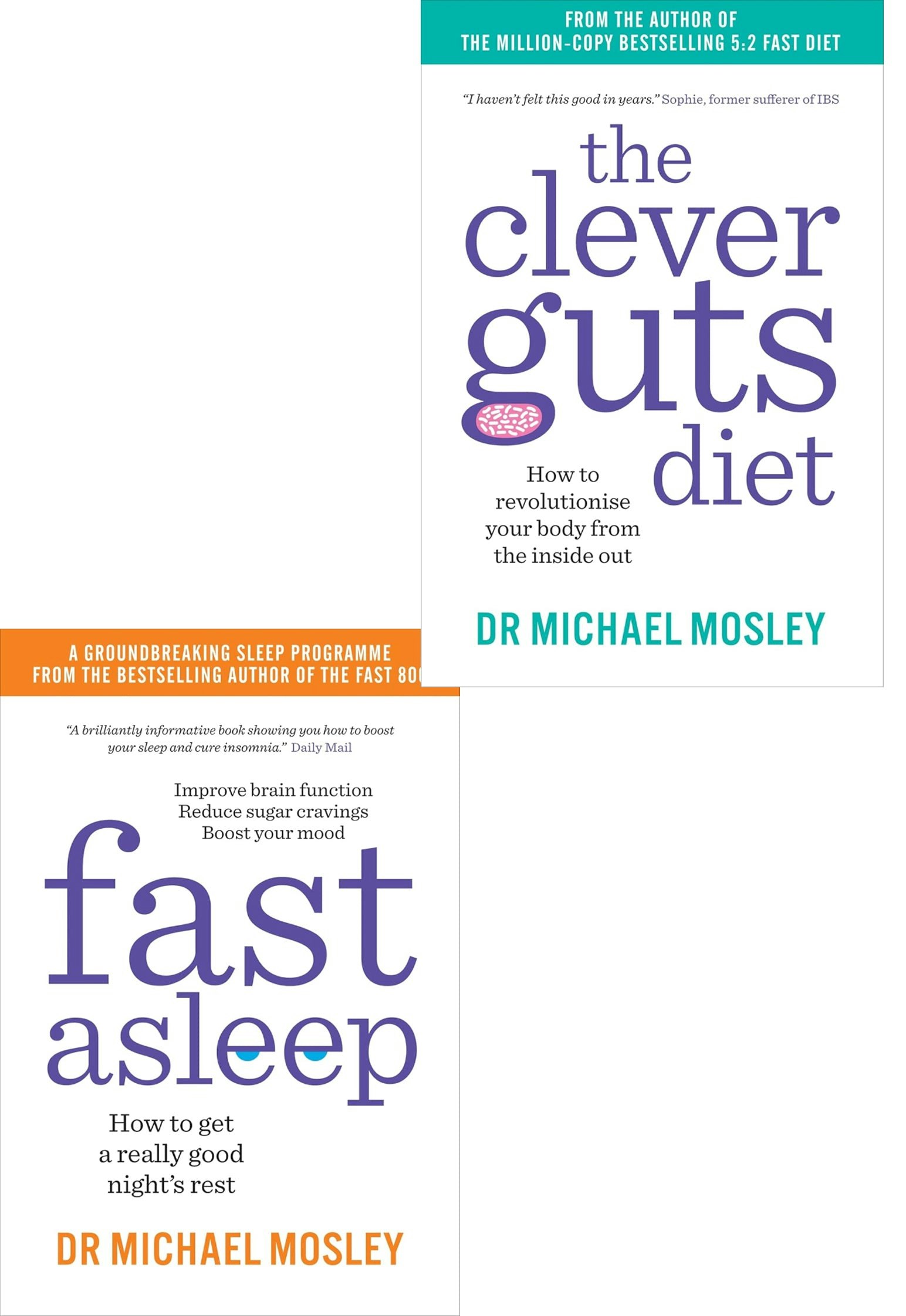 Short Books Fast Asleep, The Clever Guts Diet Dr Michael Mosley 2 Books Collection Set