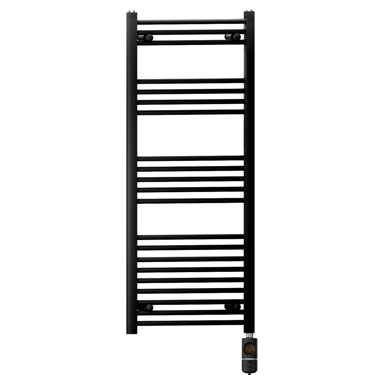 Myhomeware Black 500Mm X 1200Mm Electric Pre-Filled Heated Towel Rail Radiator For Bathroom - Thermostatic Af - 19Mm Tube