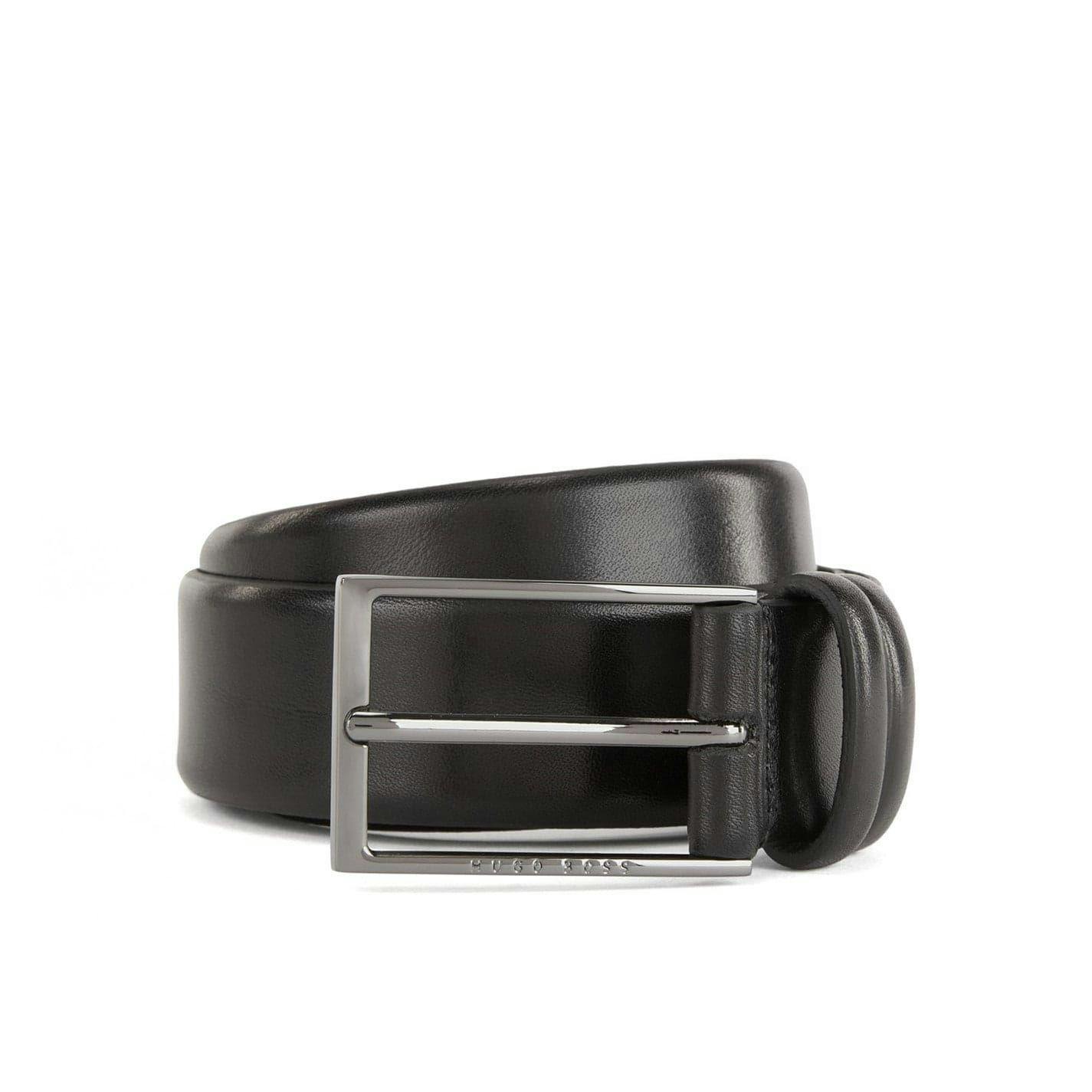 Boss Men's Black Carmello Plain Leather Belt - 85Cm X 38Mm - 100% Mixed