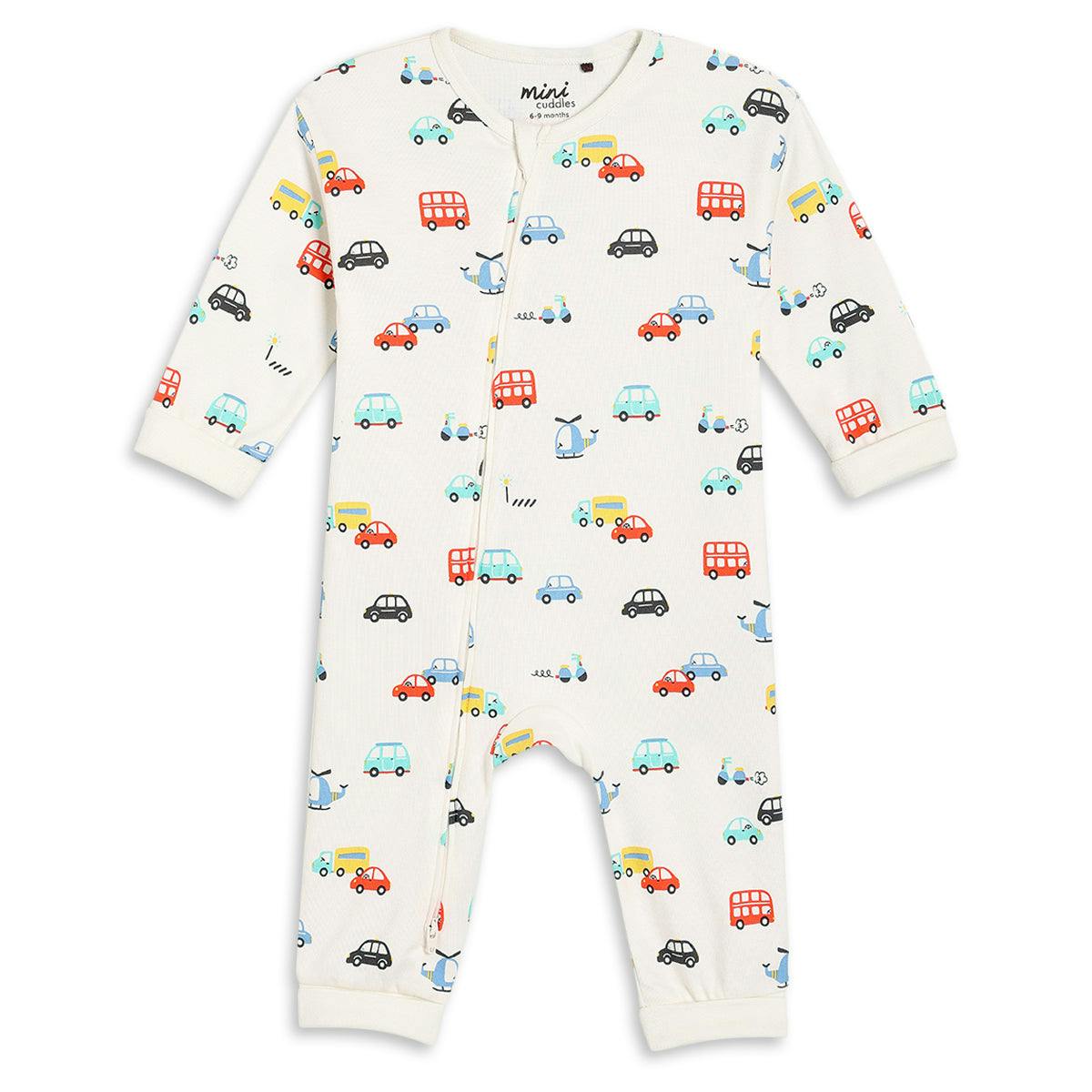 Mini Cuddles Men's Baby Boys Vehicle Printed Romper, Multicolour - Nb