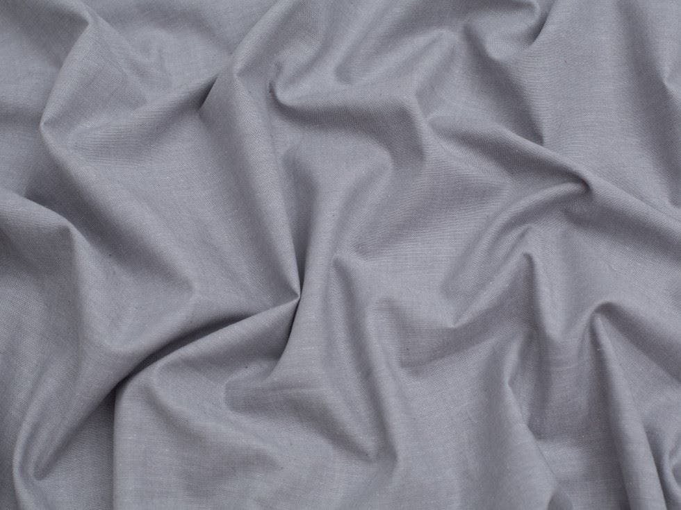 Minerva Grey Core Range Yarn Dyed Cotton Chambray Fabric - Plain Design Dressmaking Fabric, 144 Cm / 57" Wide - Per Metre