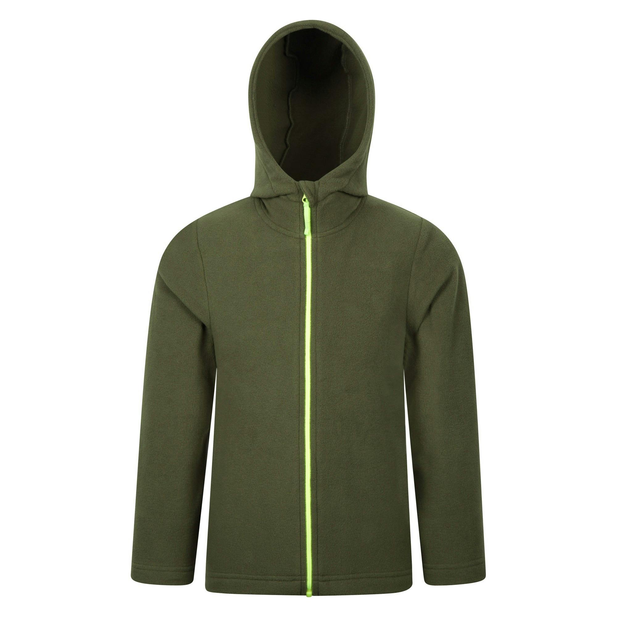 Mountain Warehouse Green Childrens/Kids Camber Full Zip Hoodie - Khaki - 13 Years - Khaki - 100% Polyester