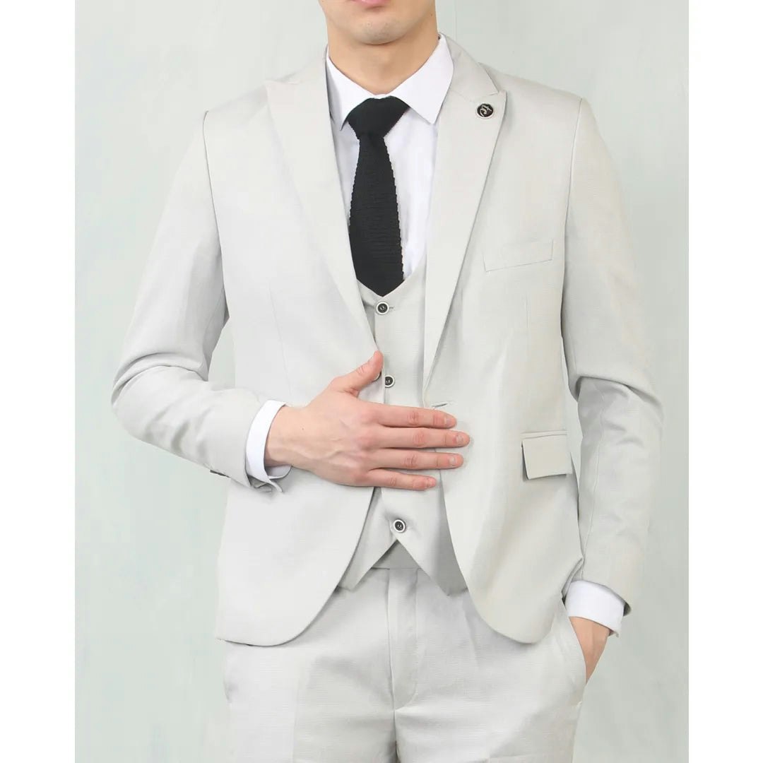 Truclothing Men's Light/Grey Im200 - Tailored Fit Wedding 3 Piece Suit - 46" Jacket 40" Trousers