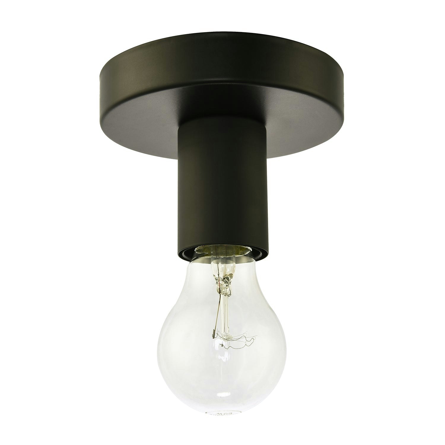 Happy Homewares Black/Light Matte Ceiling Or Wall Fitting For Industrial Style Bulbs 8Cm