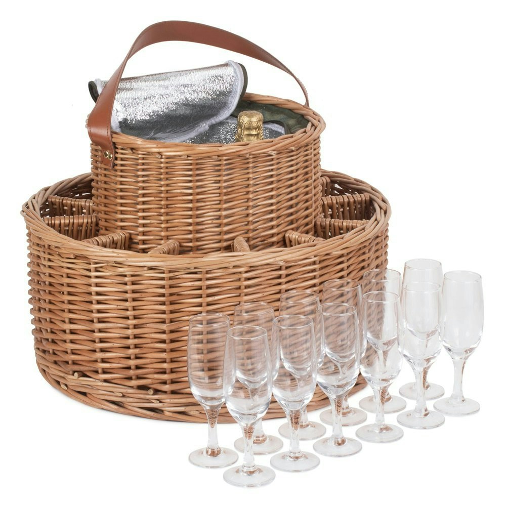 Rackhams Green Tweed Chilled Wicker Garden Party Basket