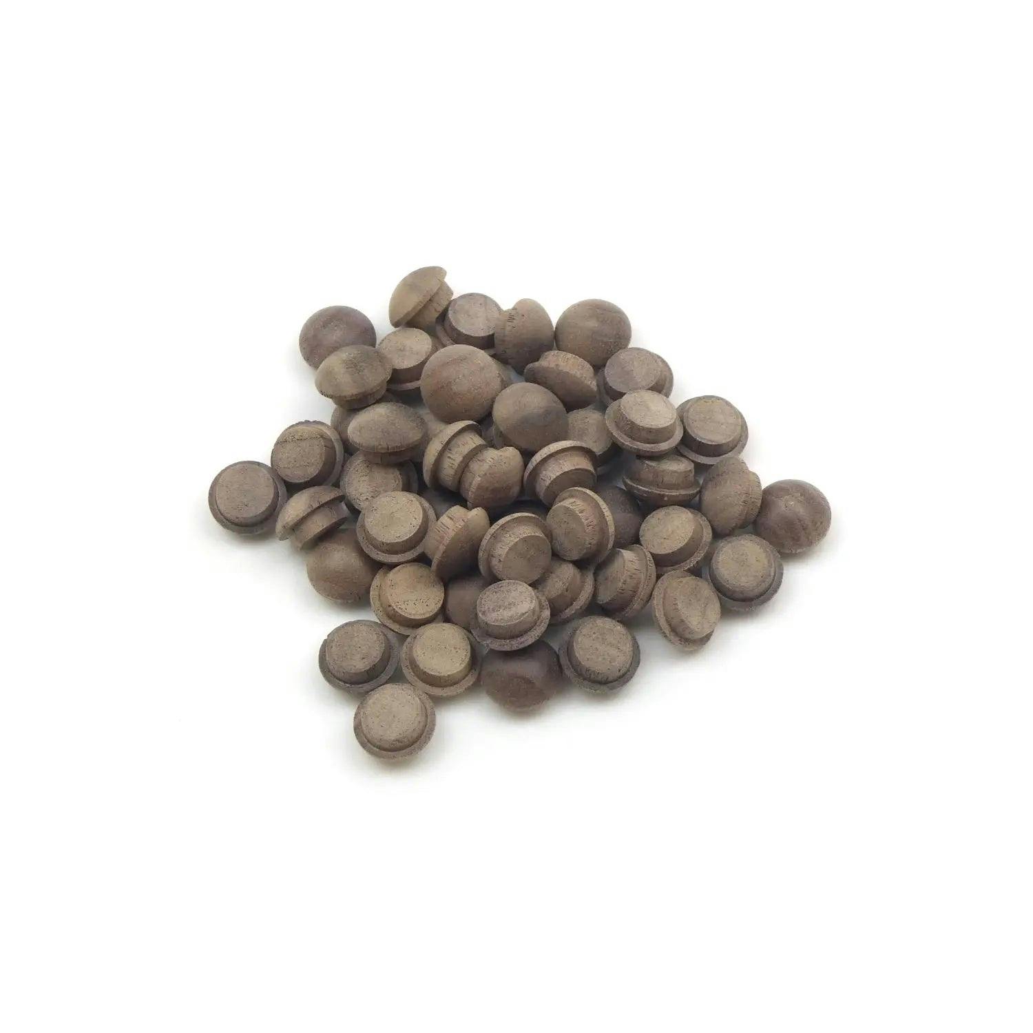 3/8"" (9.5mm) Walnut Mushroom Button Plugs - Pack of 50 - Screw Hole Covers - Image 3