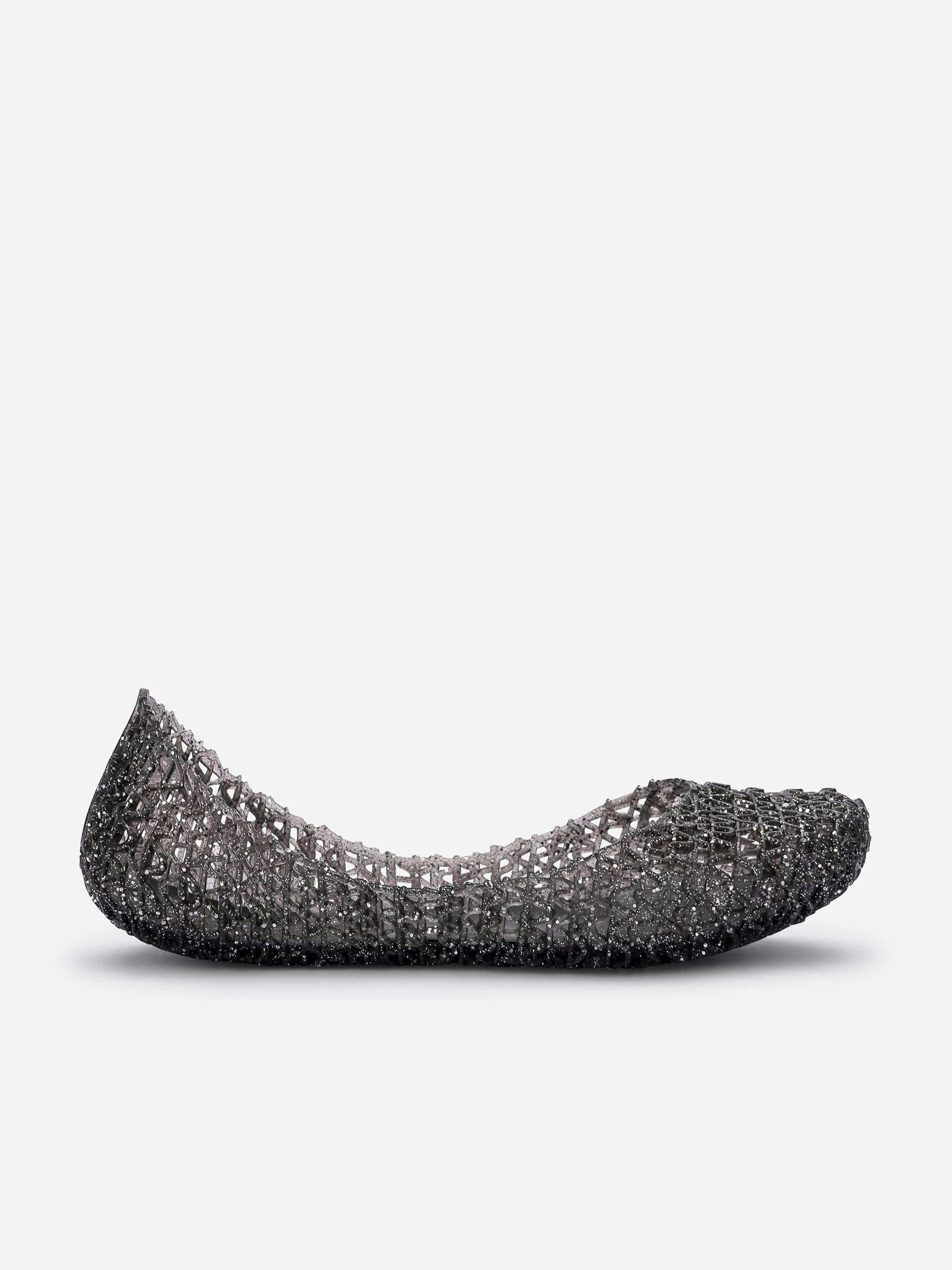 Mini Melissa Girls Black Glitter Ballerinas In - Eu 32 Uk 13