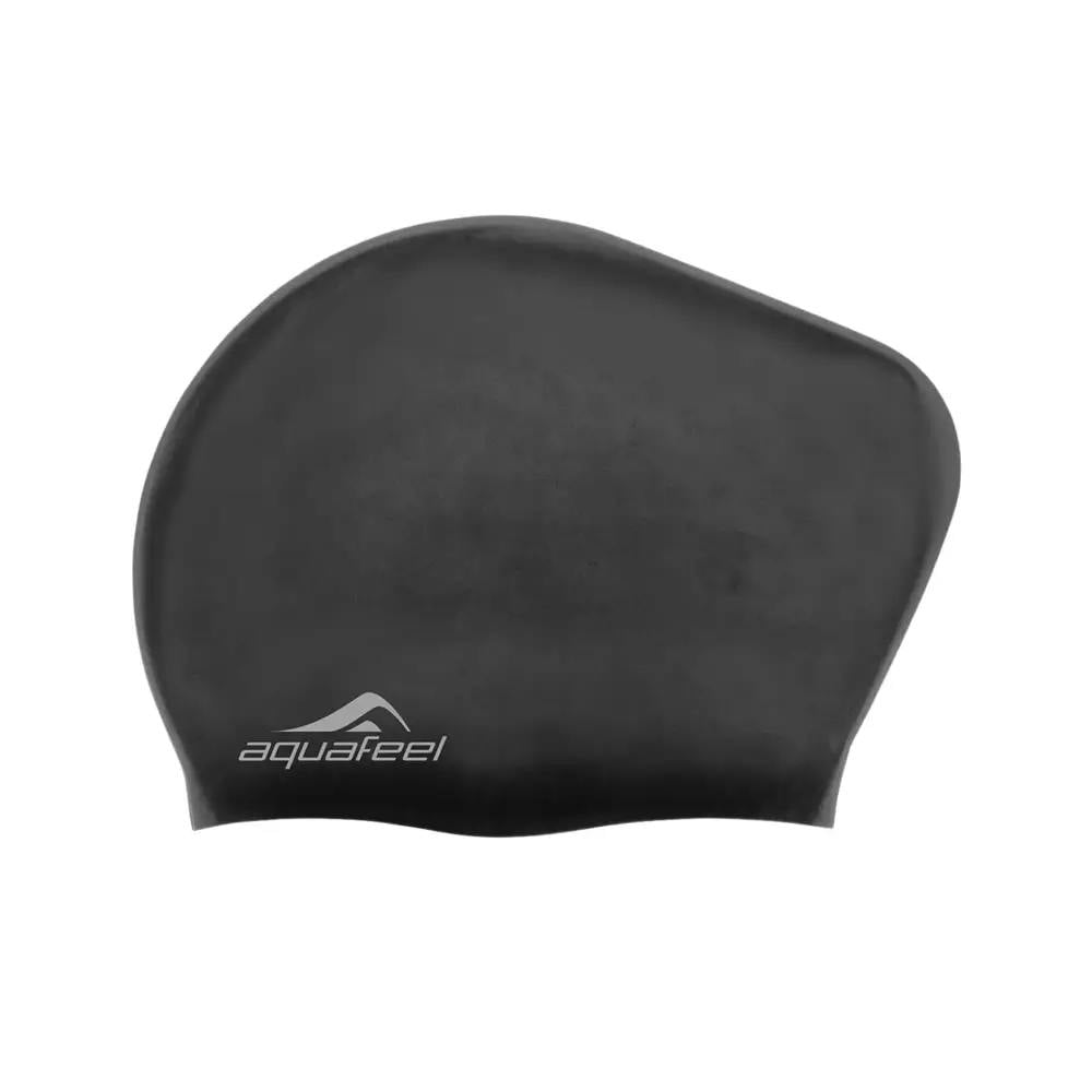 Aquafeel Black Long Hair Adult Silicone Swim Cap