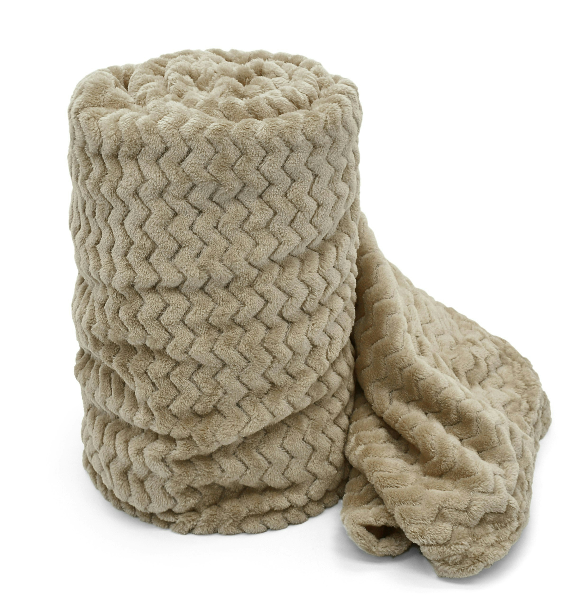 Velosso Moda Ribbed Chevron Super Soft Blanket - 127Cm X 152Cm - Latte