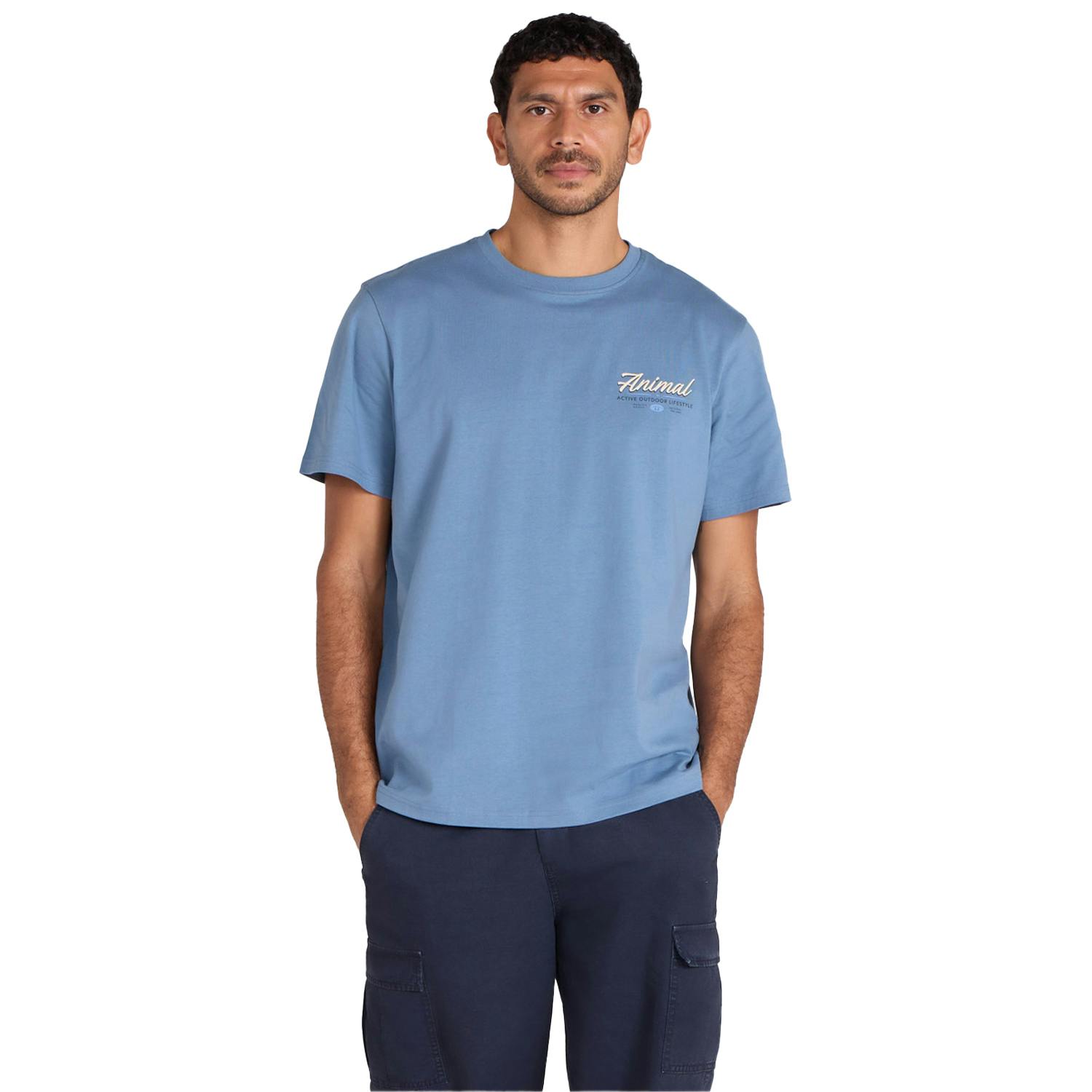 Animal Men's Blue Chase Logo Relaxed Fit T-Shirt - Xxl - 100% Organic Cotton
