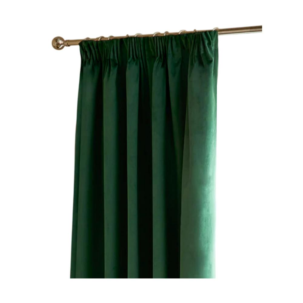 Furn Ultimate Velvet Pencil Pleat Curtains - Emerald - 168Cm X 137Cm - Emerald - 100% Polyester