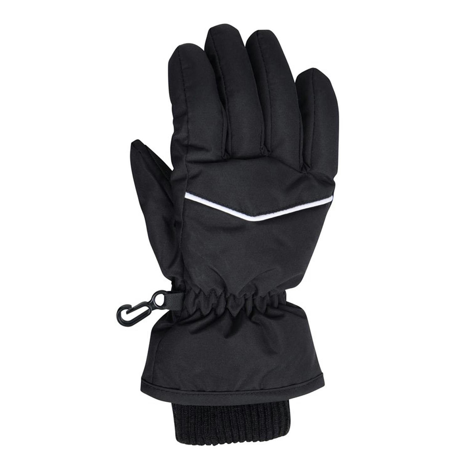 Mountain Warehouse Black Kids Faux Fur Lined Isotherm Snow Gloves - 7-8 Years