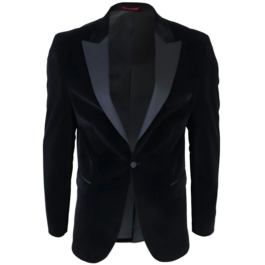Truclothing Men's Black Velvet Tux Blazer Satin Lapels Dinner Wedding Prom Tie - 52