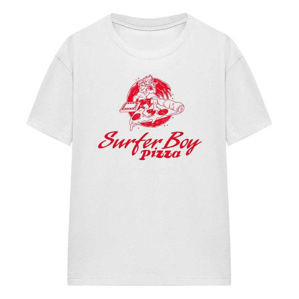 Stranger Things Women's White Surfer Boy Pizza T-Shirt - Xxl