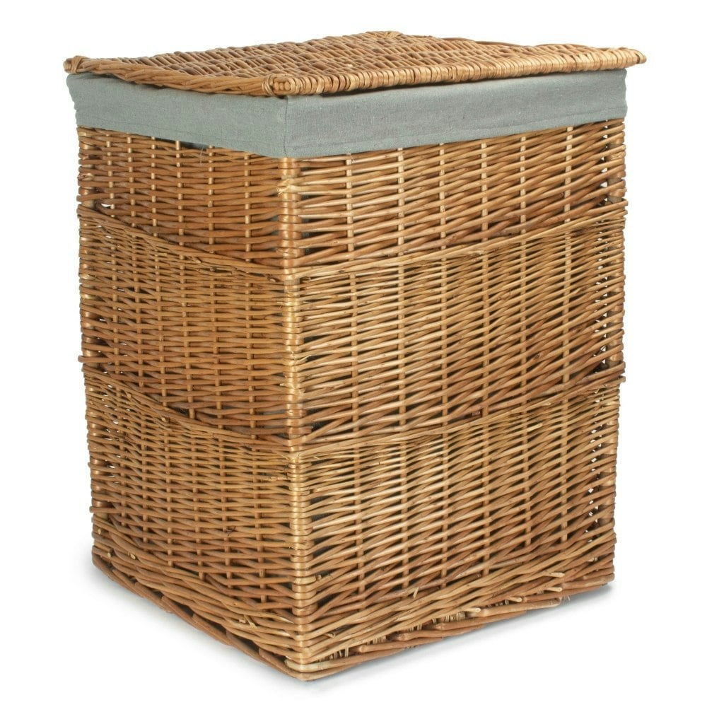 Red Hamper Red/Light/Grey Hamper Small Steamed Wicker Square Laundry Basket With Sage Lining