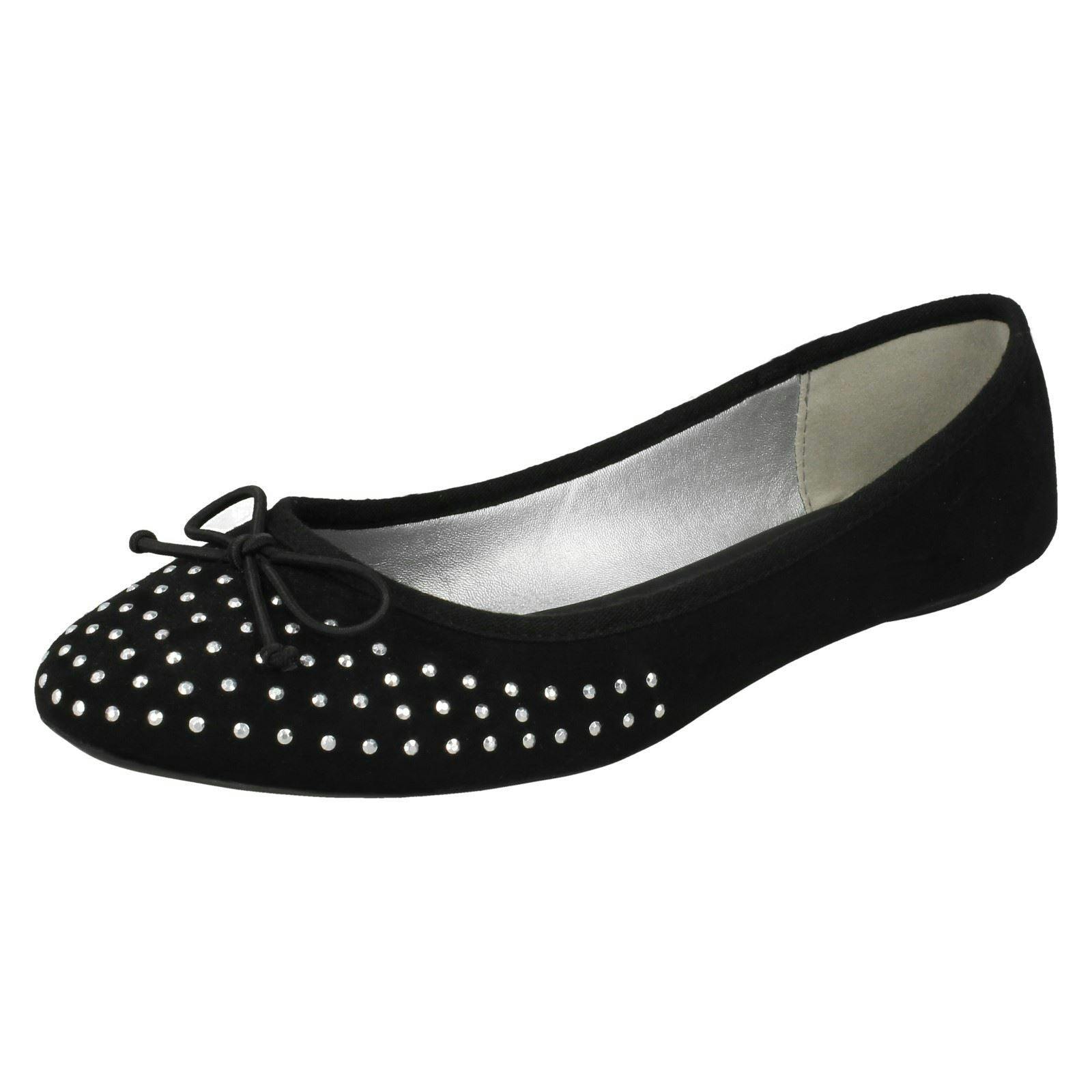 Spot On Women's Black Jewel Design Ballerinas - Uk 5