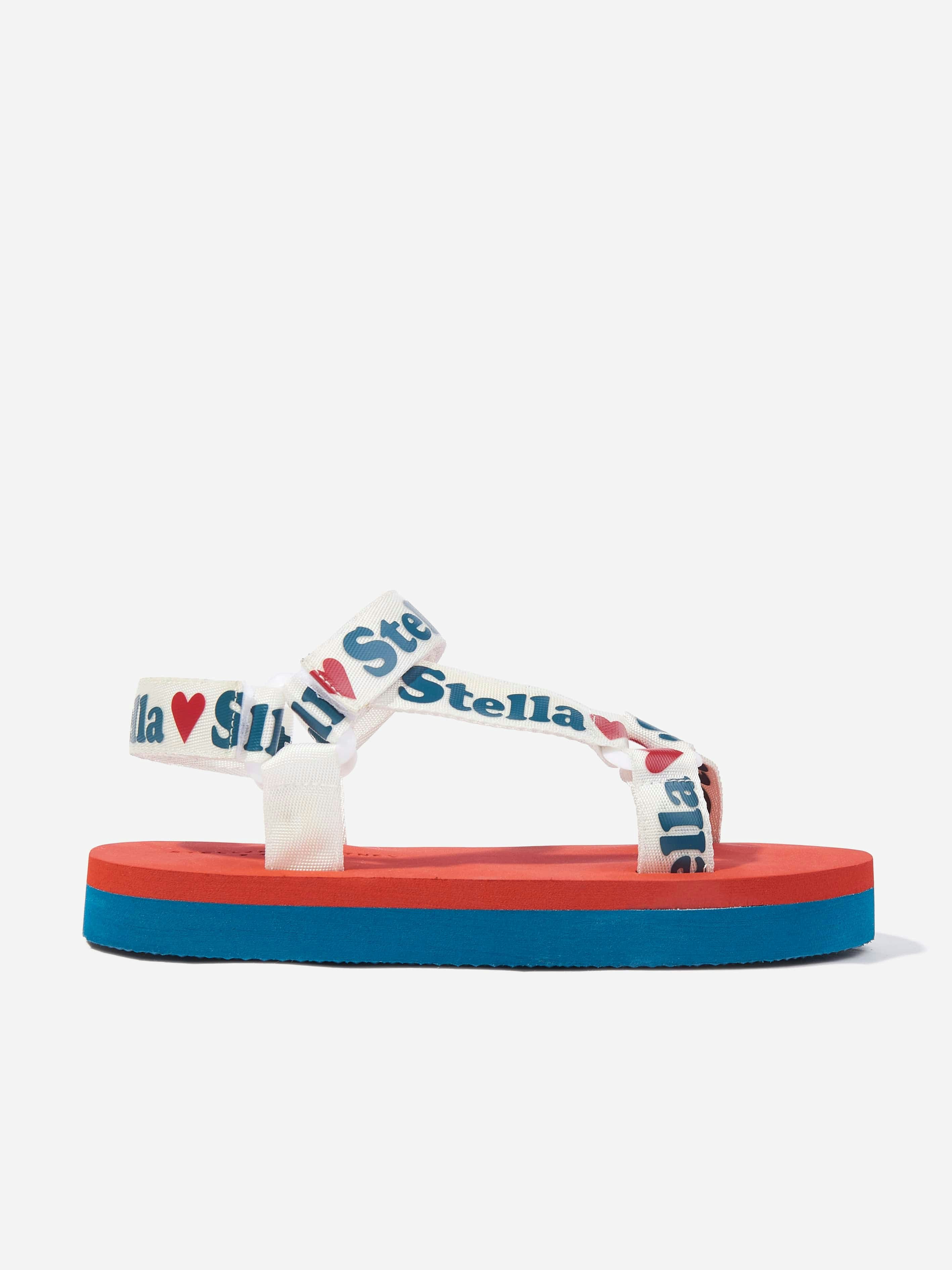 Stella Mccartney Kids Girls Stella Mccartney Logo Tape Sandals In Multicolour - Multicoloured - Eu 35 Uk 2.5