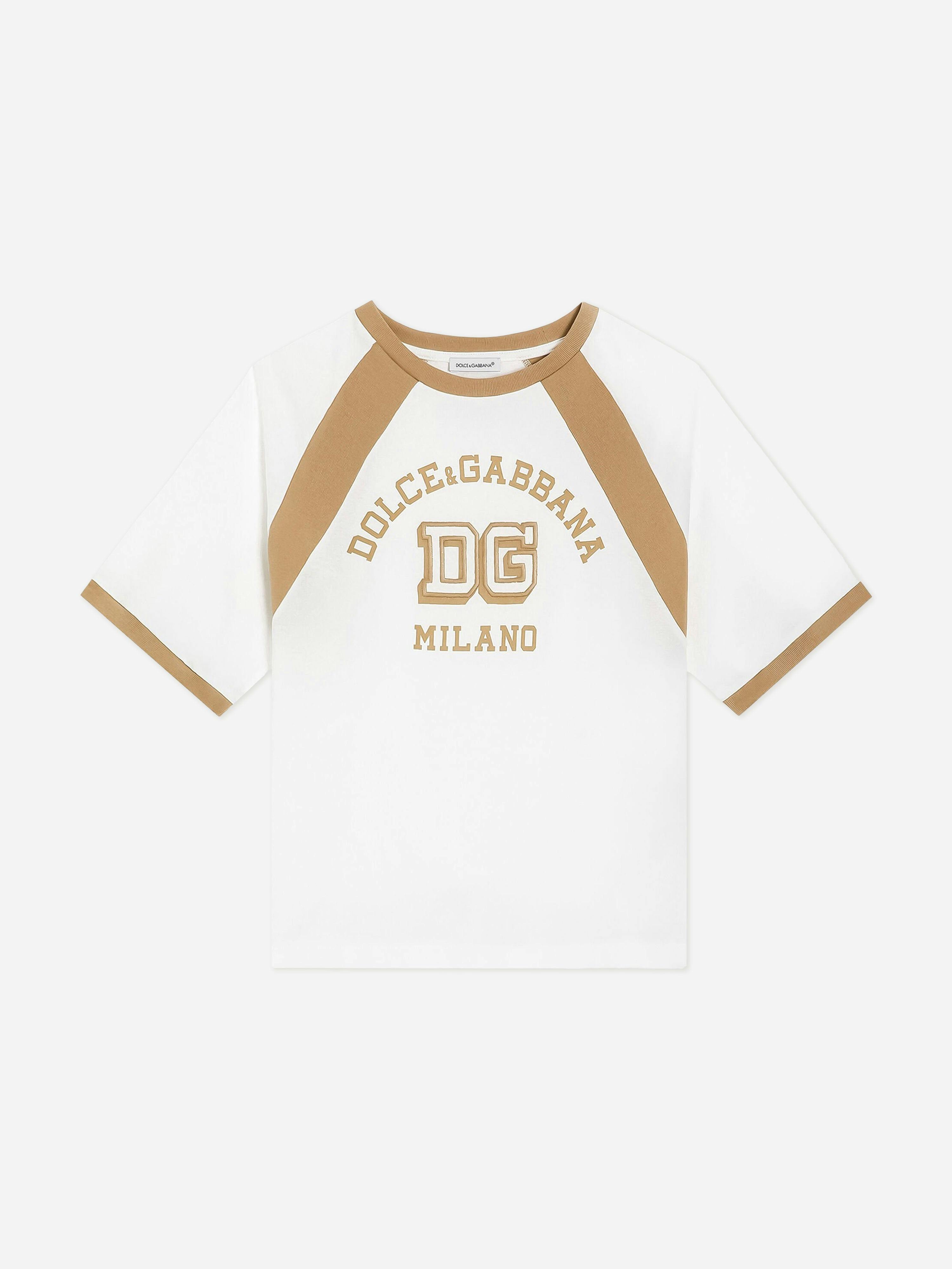 Dolce & Gabbana Kids Boys White Dolce & Gabbana Milano Logo T-Shirt In - 4 Yrs