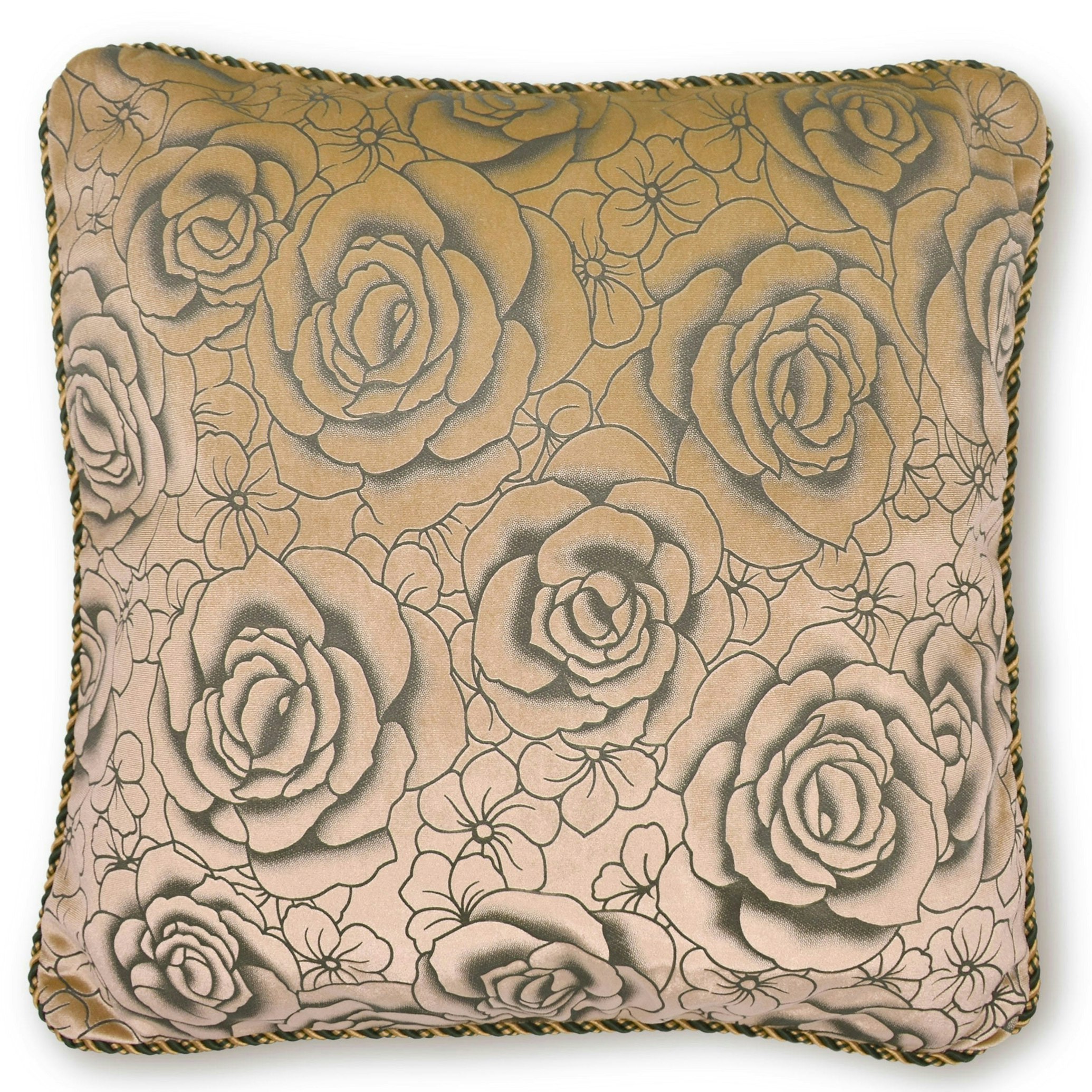 Intimates Flock Rose Cushion - 43Cm X 43Cm - Latte