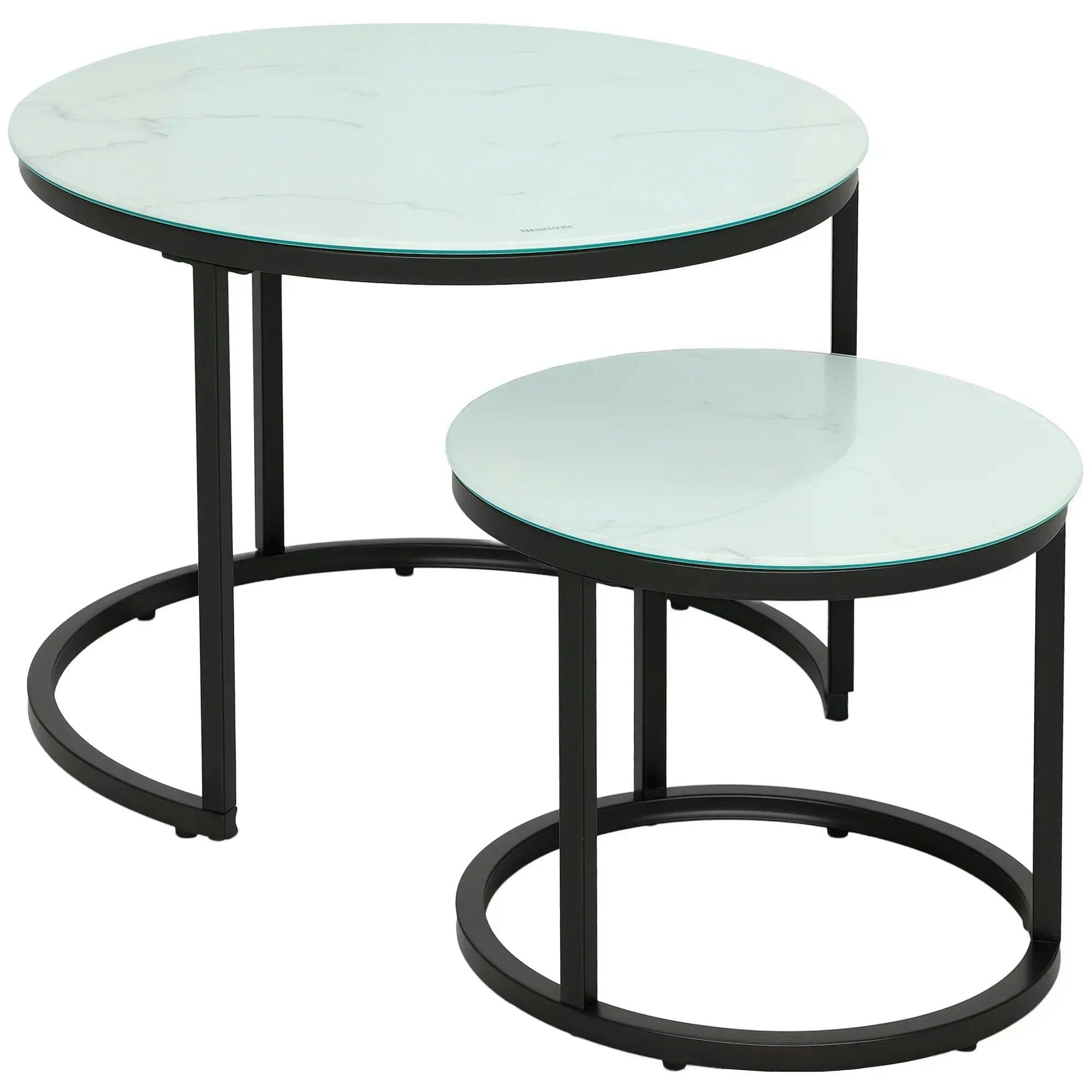 B&Q - Glass Coffee Table Set Of 2Round Nest Of TablesWhite - Image 6