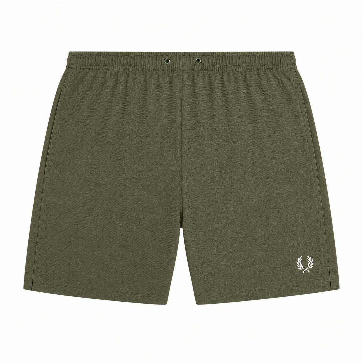 Fred Perry Green Swim Shorts Laurel Wreath - S