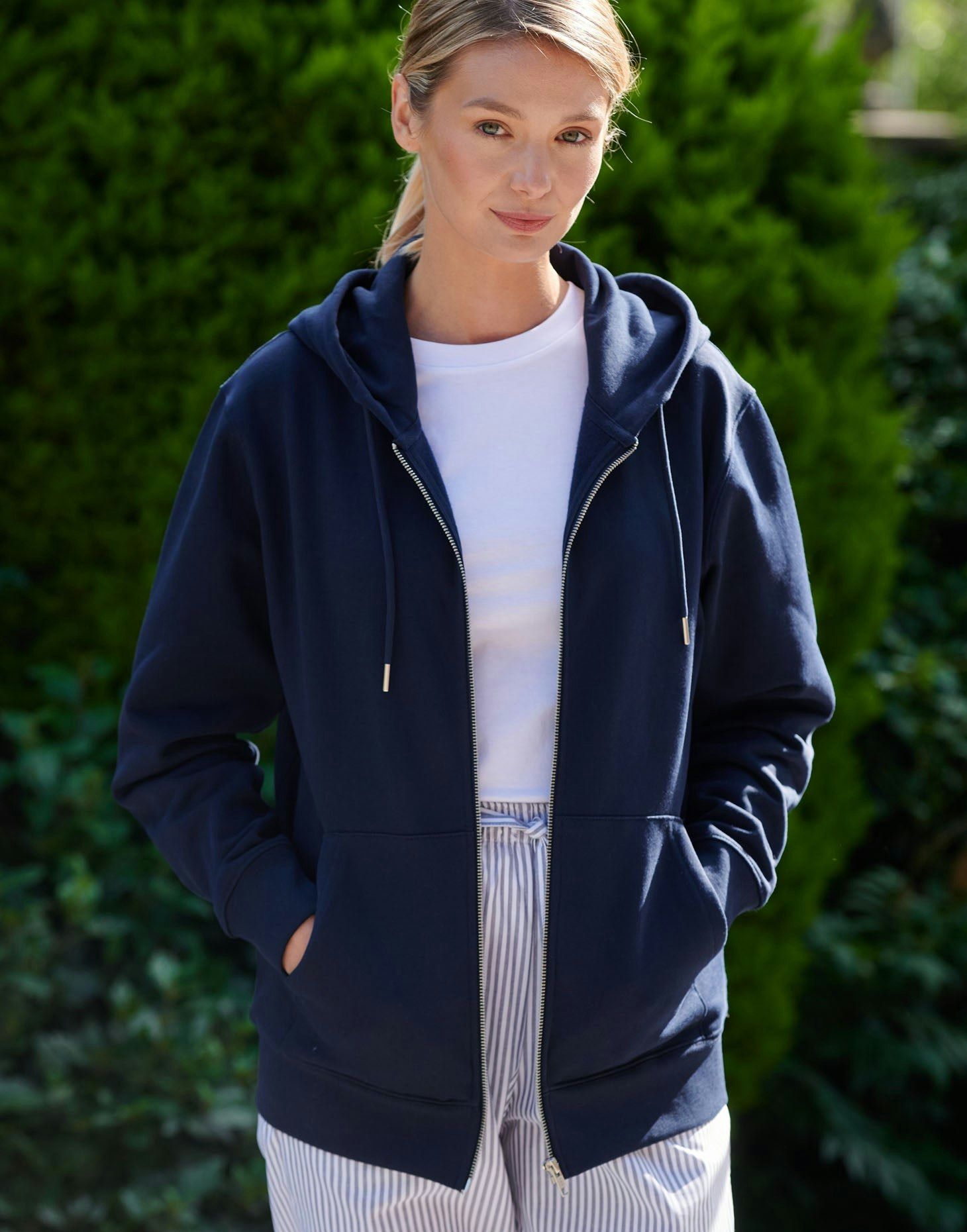 British Boxers Women's Organic Cotton Zip-Up Hoodie – French Navy - Small