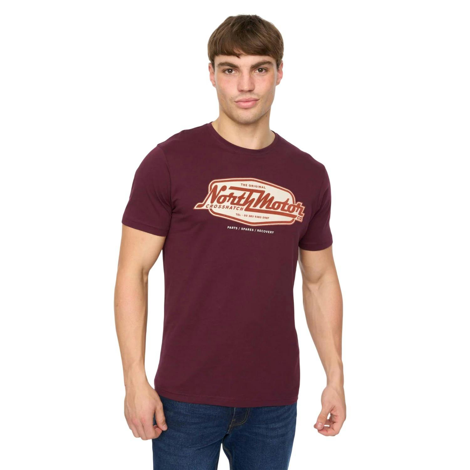Crosshatch Men's Hellmere T-Shirt - Rum Raisin - Rum Raisin - S - 100% Cotton