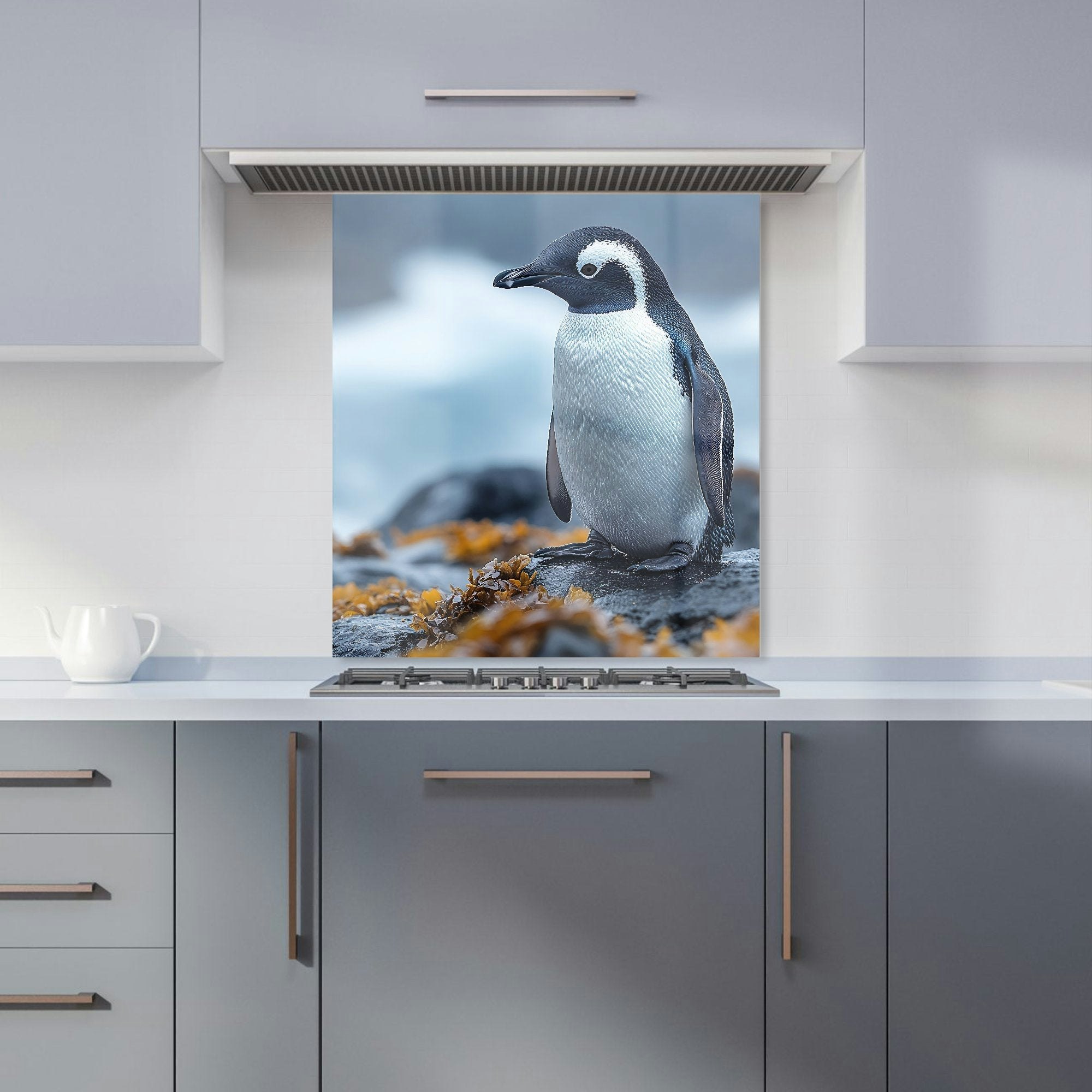 Rackhams Baby Penguin Glass Kitchen Splashback - W600mm X H650mm