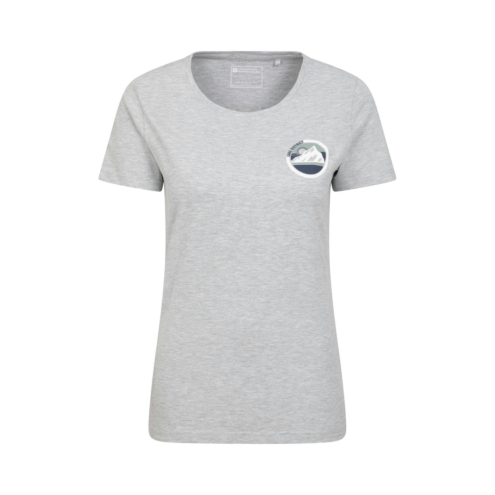 Mountain Warehouse Women's Grey Lake District Tree Ring Organic T-Shirt - 8 Uk - 100% Organic Cotton