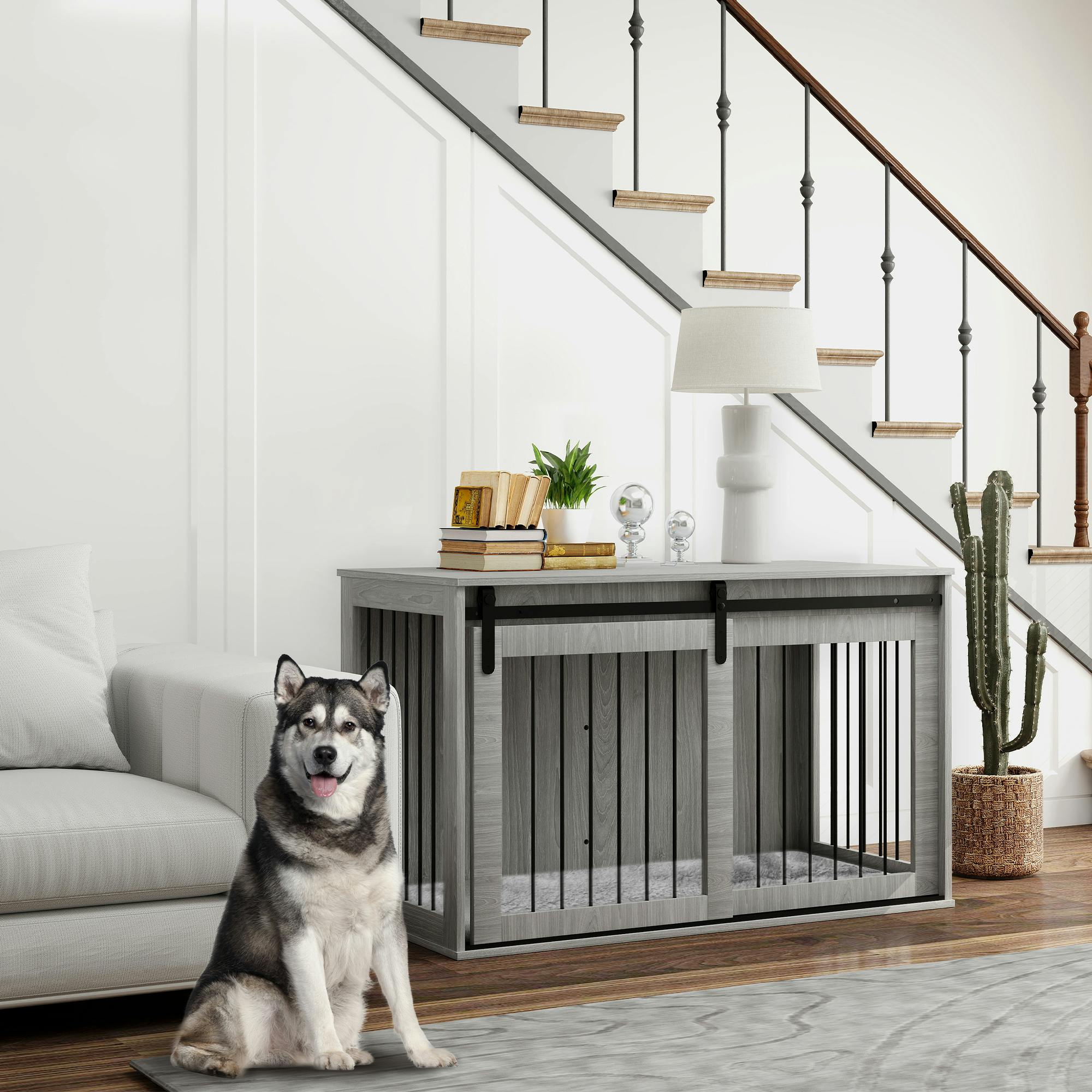 Pawhut Dog Crate Furniture With Removable Cushion For Xl Dogs - Image 3