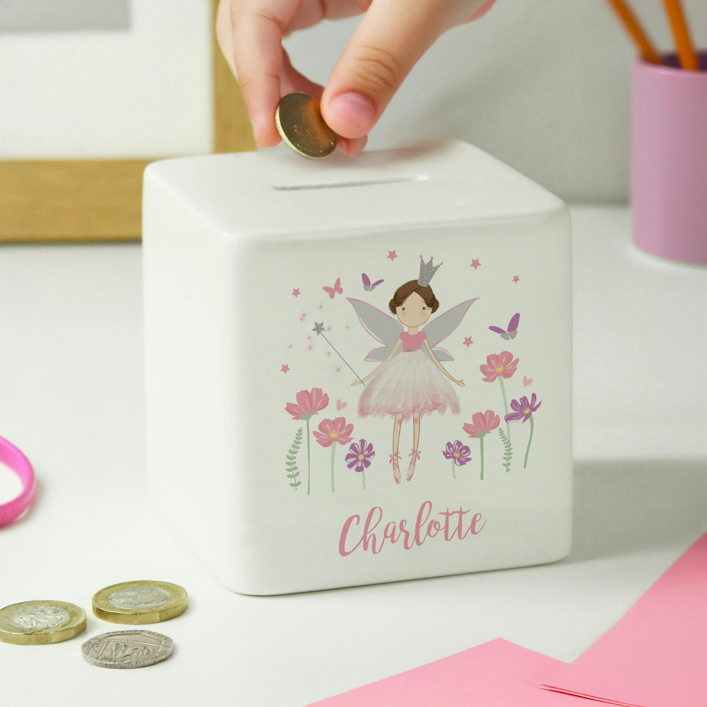 Rackhams Personalised Fairy Princess Ceramic Money Box