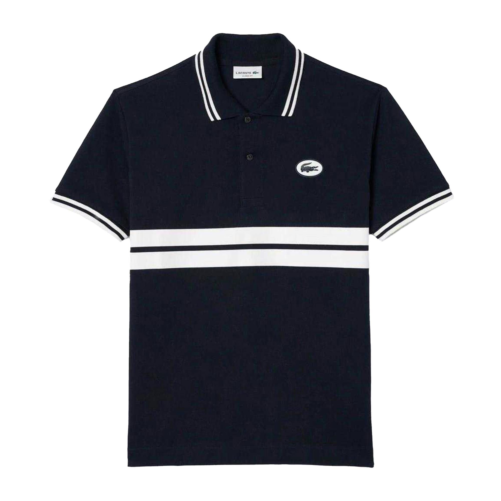 Lacoste Men's Black Striped Premium Cotton Polo Shirt - Xs - 100% Mixed