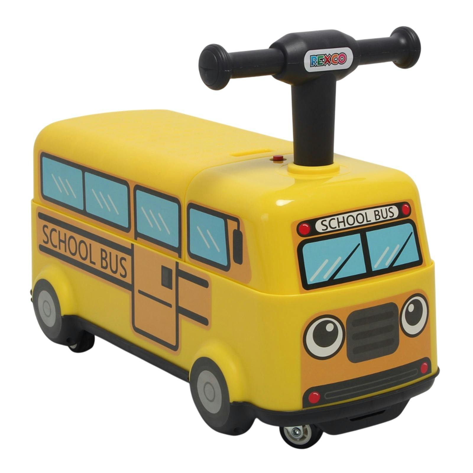 Rexco Yellow Toddler Ride On School Bus Kids Push Along Walker Car Toy Toddler Vehicle