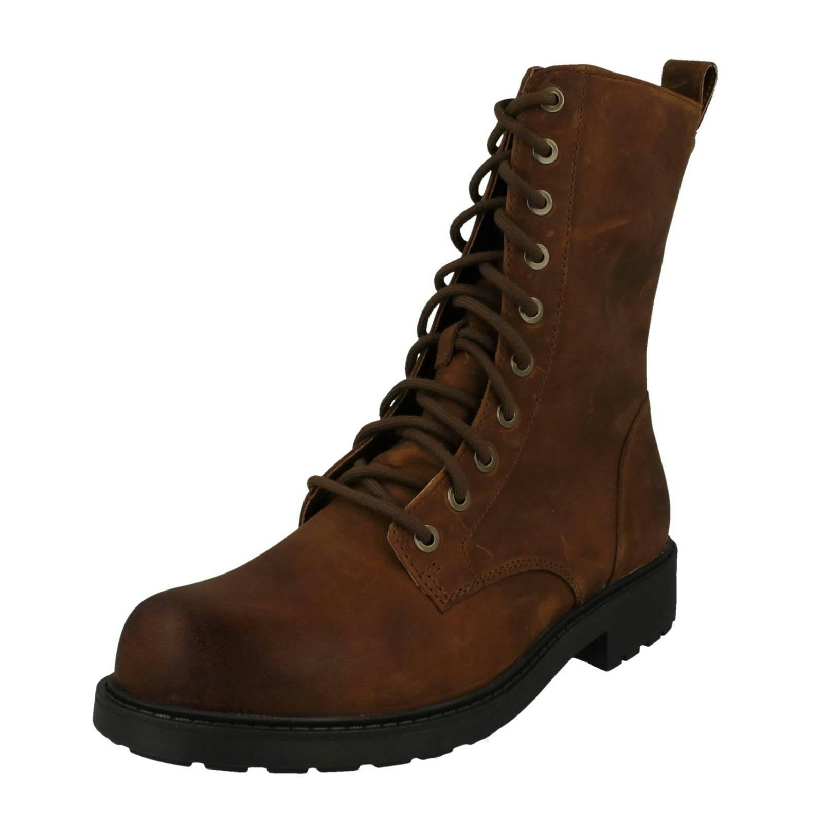 Clarks Women's Brown Lace Up Detailed Combat Style Boots Orinoco2 Style - Uk 5.5 - E
