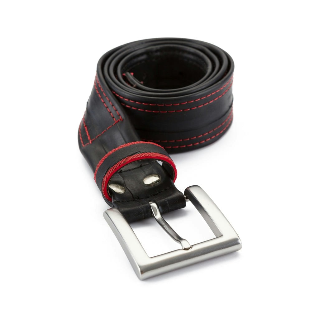 Paguro Red Recycled Bicycle Inner Tube Vegan Belt - S