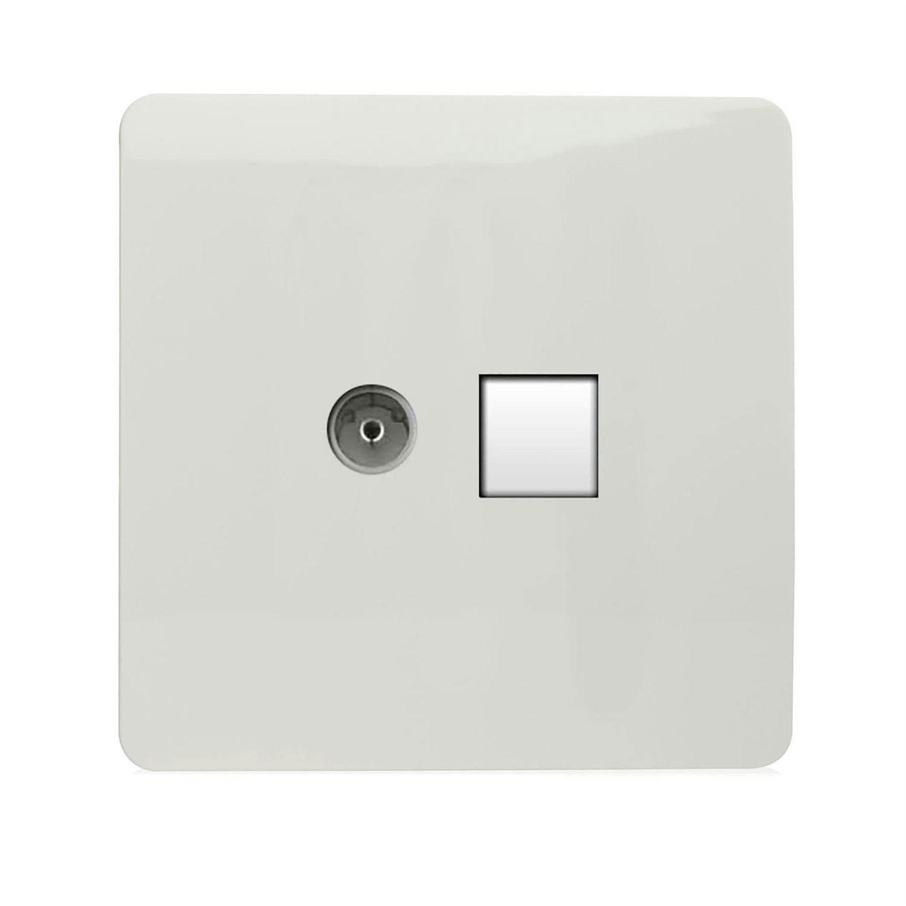 Trendi Switch Female 2-Gang TV Co-Axial & RJ45 Cat 5e Socket - White - Image 5