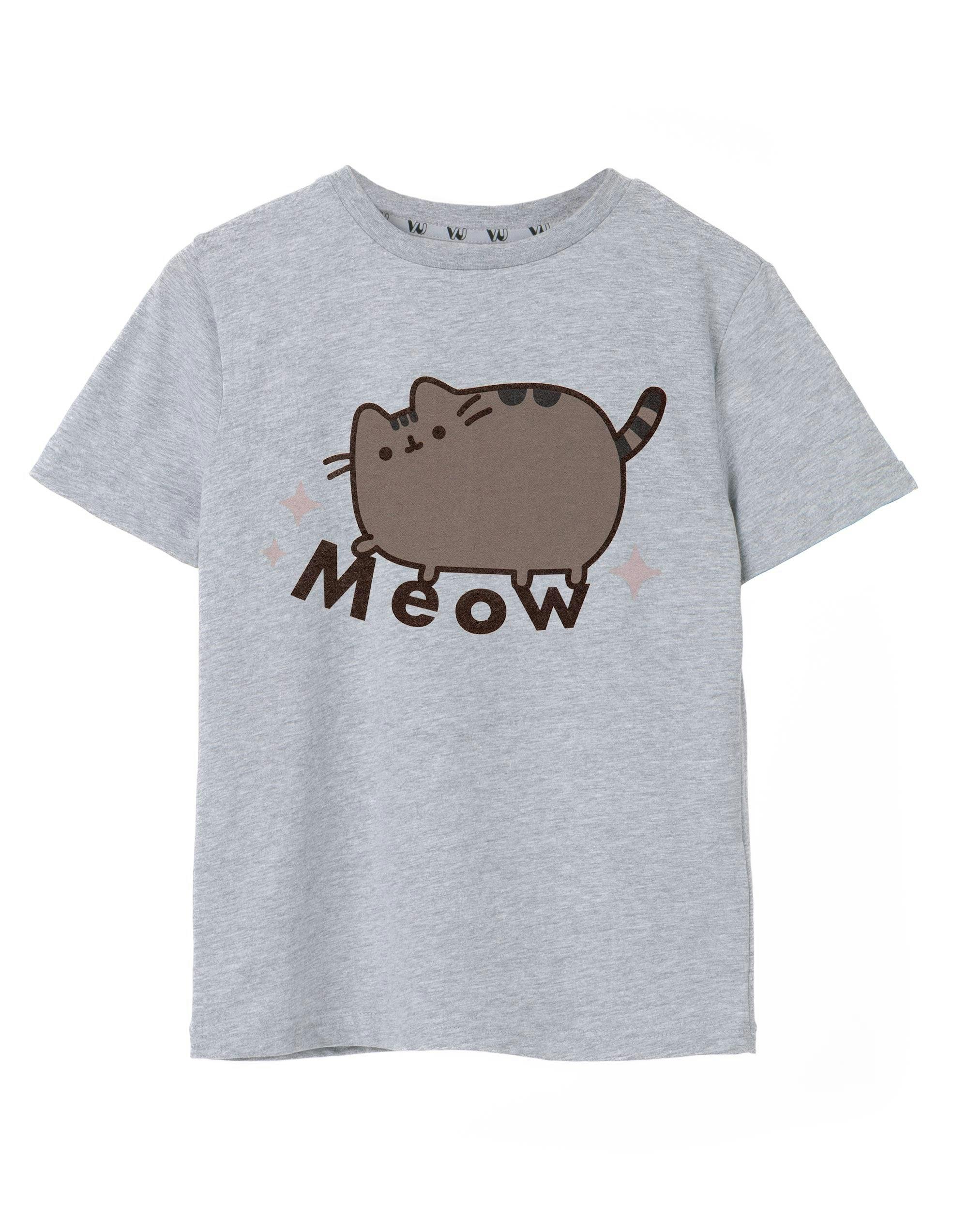 Vanilla Underground Girls Grey Pusheen Meow Short Sleeved T-Shirt - 9-10 Years