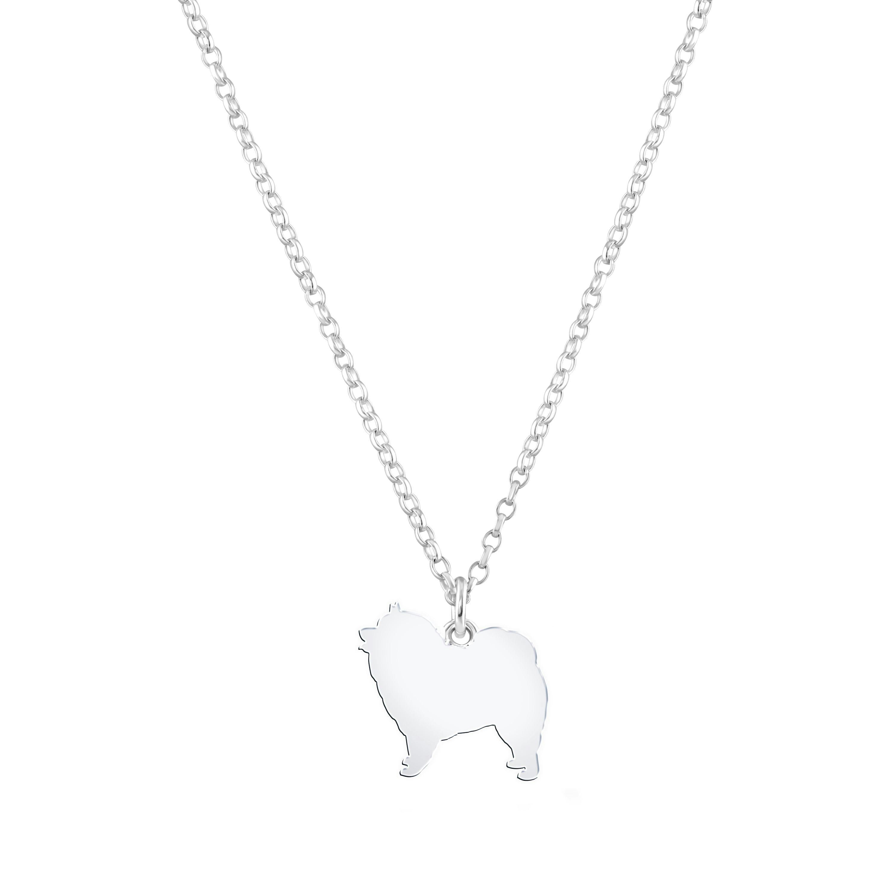 Mylee London Silver Keeshond Silhouette Necklace - Personalised - No