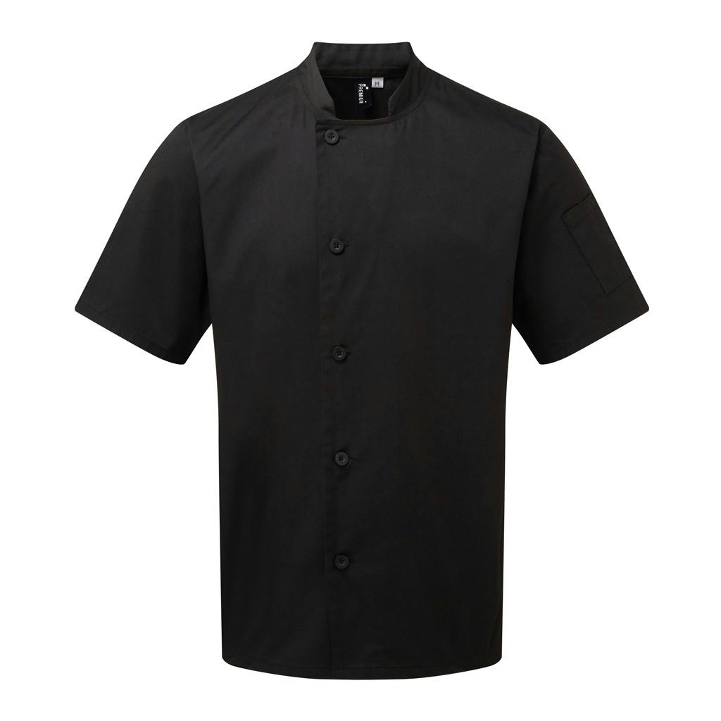 - Premier Adults Unisex Essential Short Sleeve Chefs Jacket - Image 2