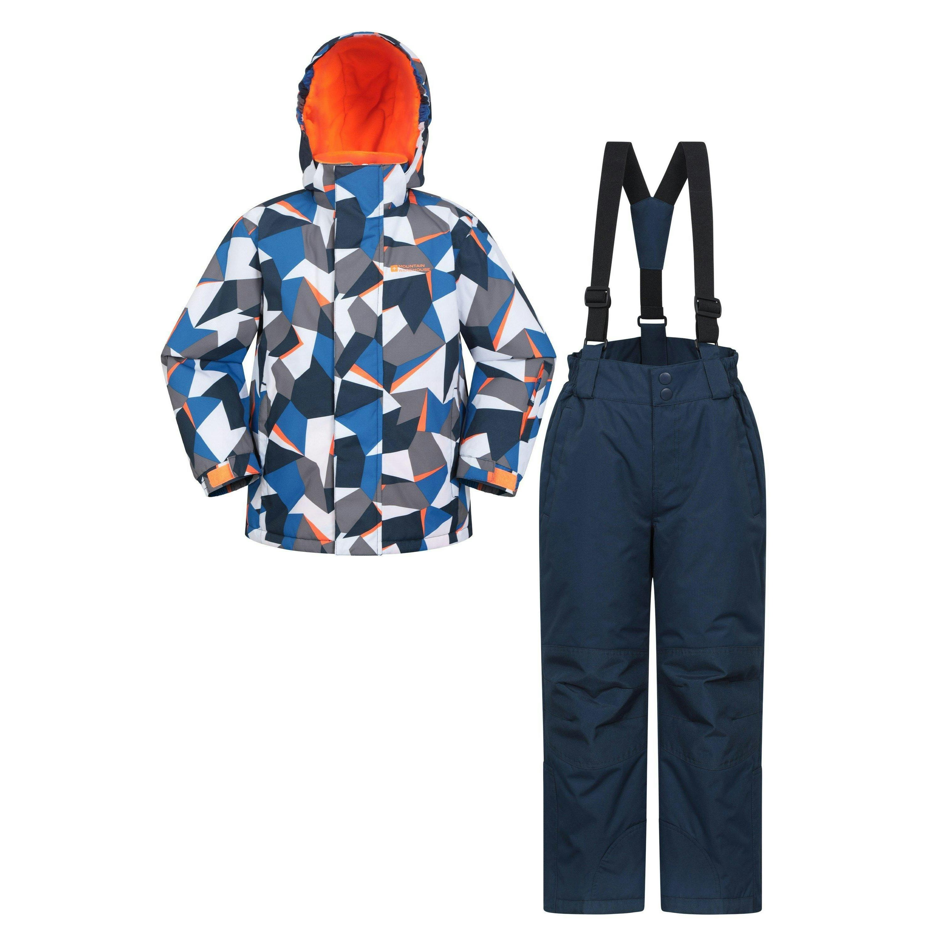 Mountain Warehouse Blue Kids Printed Ski Jacket Set - Bright - 13 Years - Bright - 85% Polyester/15% Elastodiene