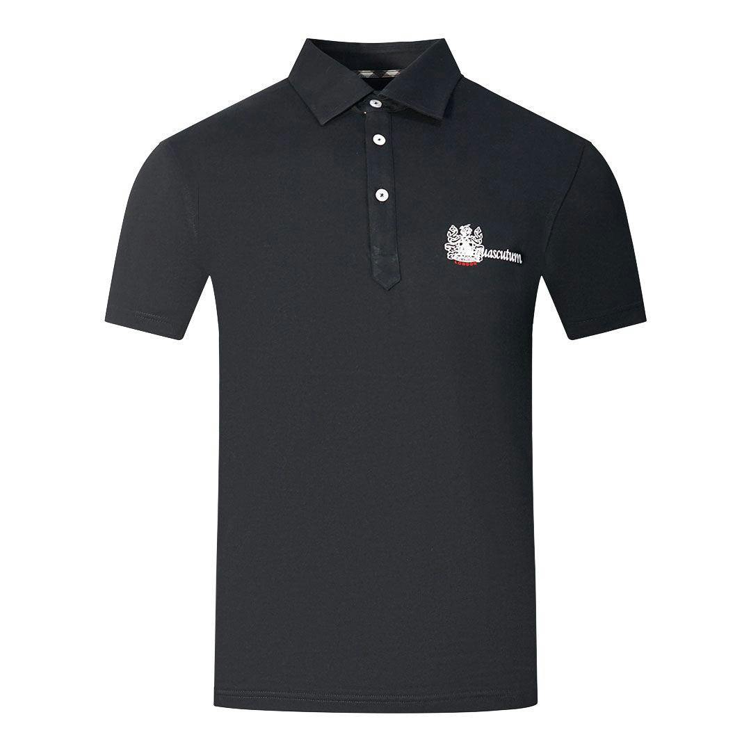 Aquascutum Unisex Black/White Adult Aldis London Logo Polo Shirt - M
