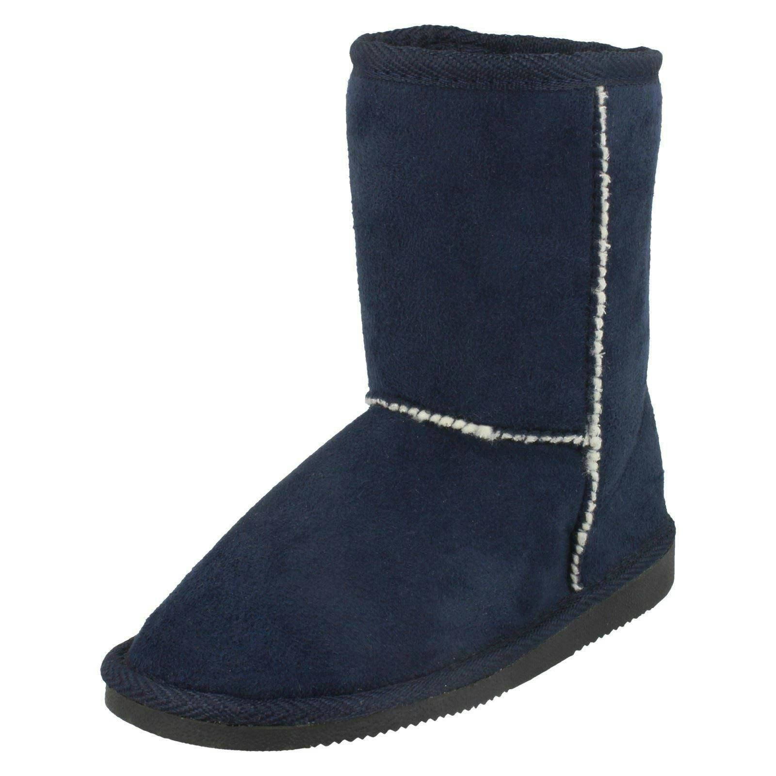 Spot On Girls Faux Fur Lined Winter Boots - Navy - Uk 13 Child