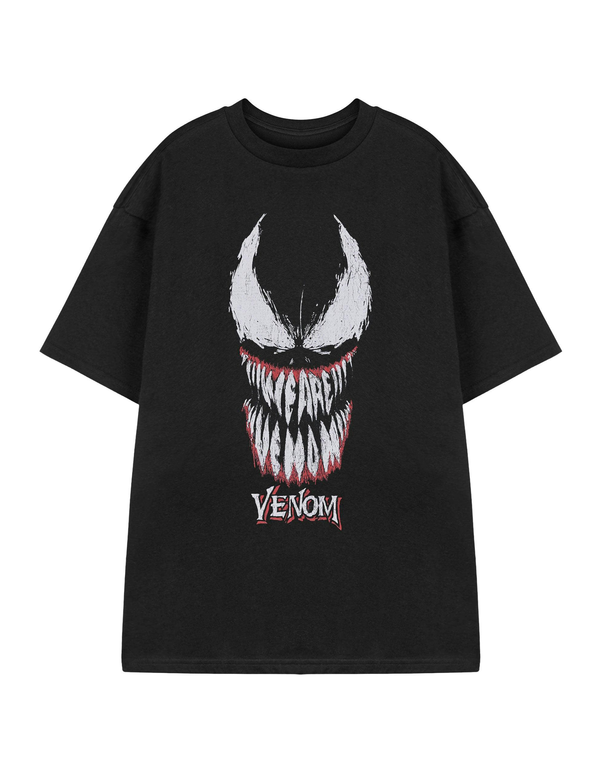 Vanilla Underground Men's Black Marvel Venom Face Short Sleeved T-Shirt - XX-Large