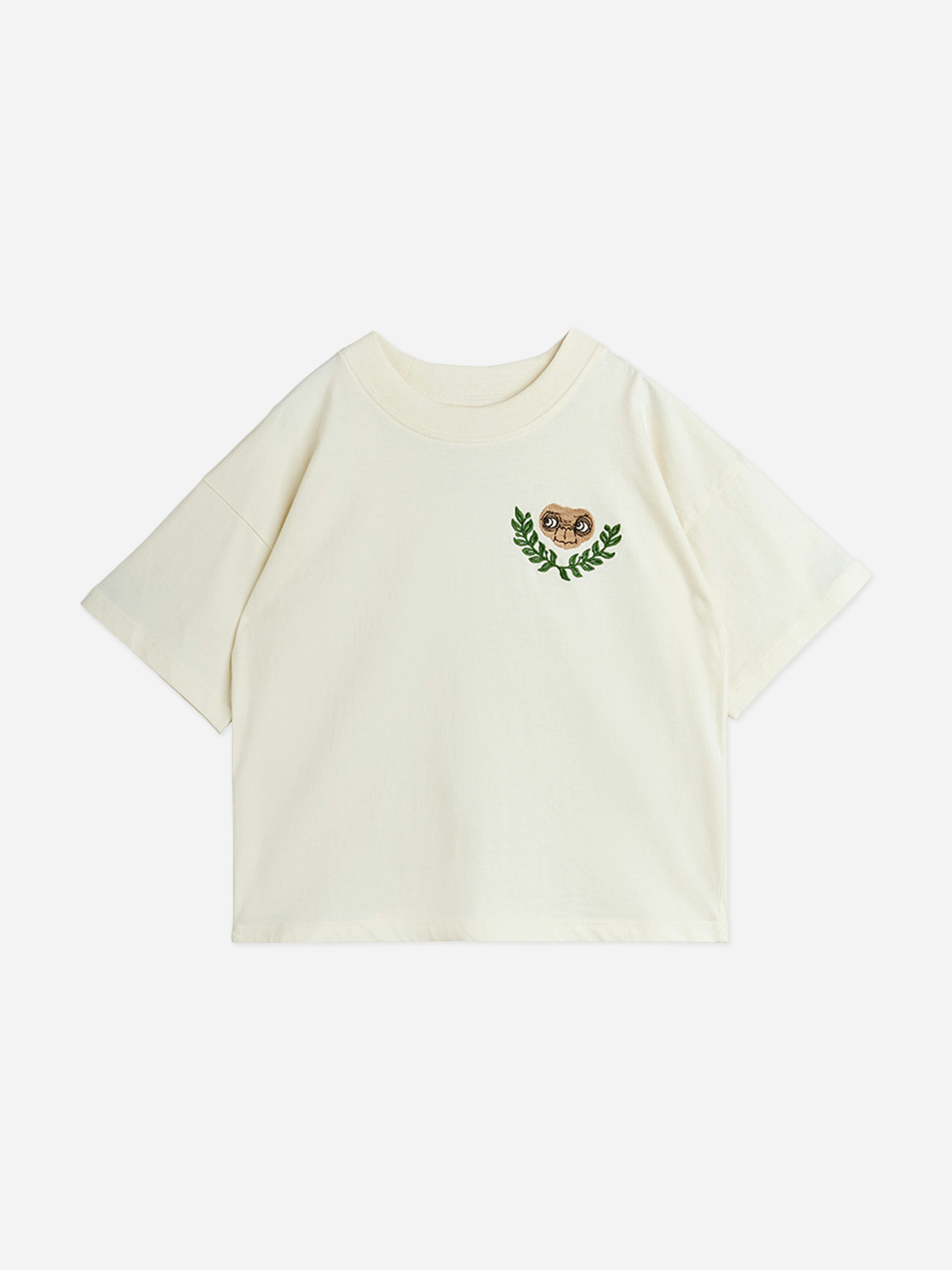 Mini Rodini Ivory Kids E.t. Embroidered T-Shirt In - 104-110 Cm (3-5 Yrs)