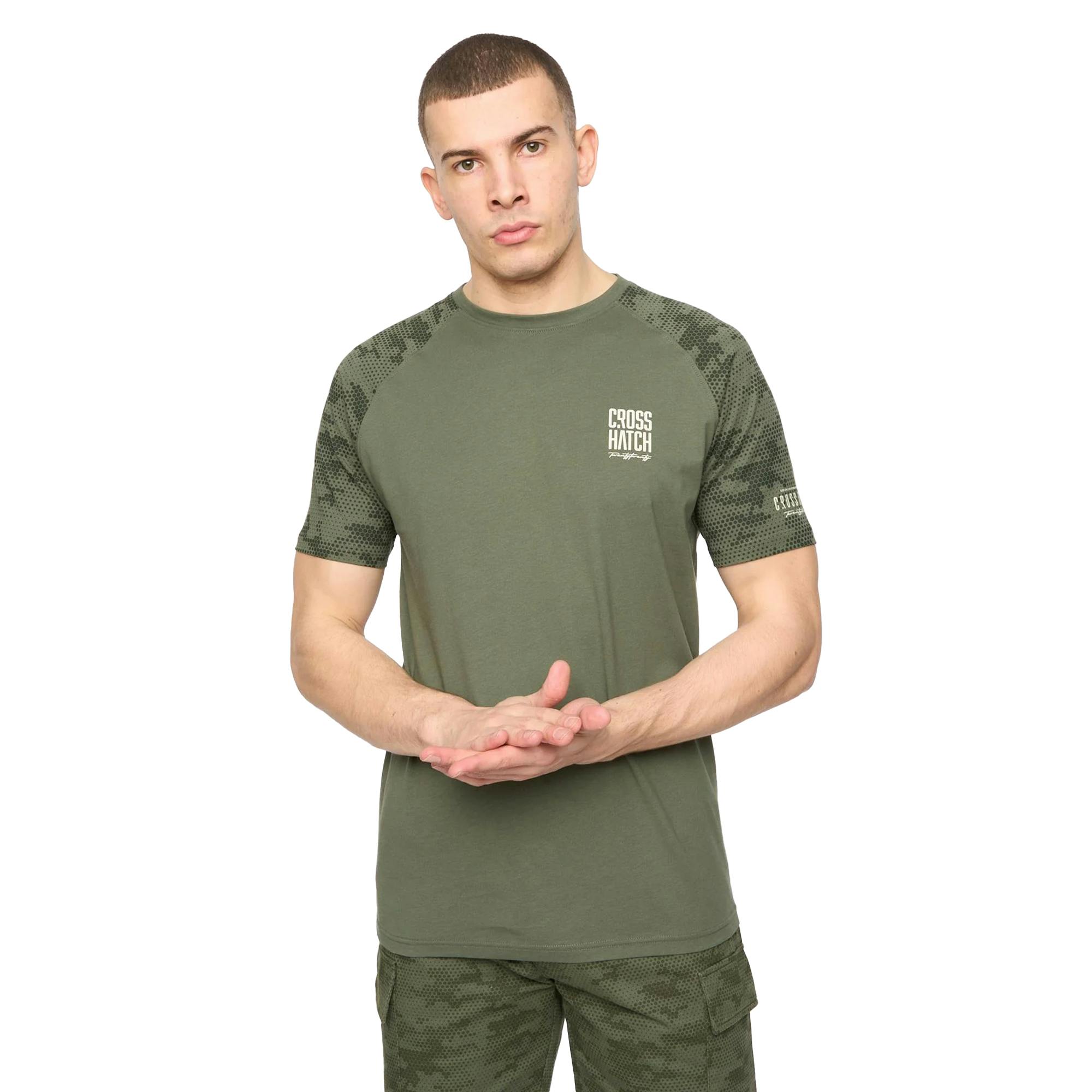 Crosshatch Men's Janscore T-Shirt - Deep Olive - Deep Olive - S - 100% Cotton