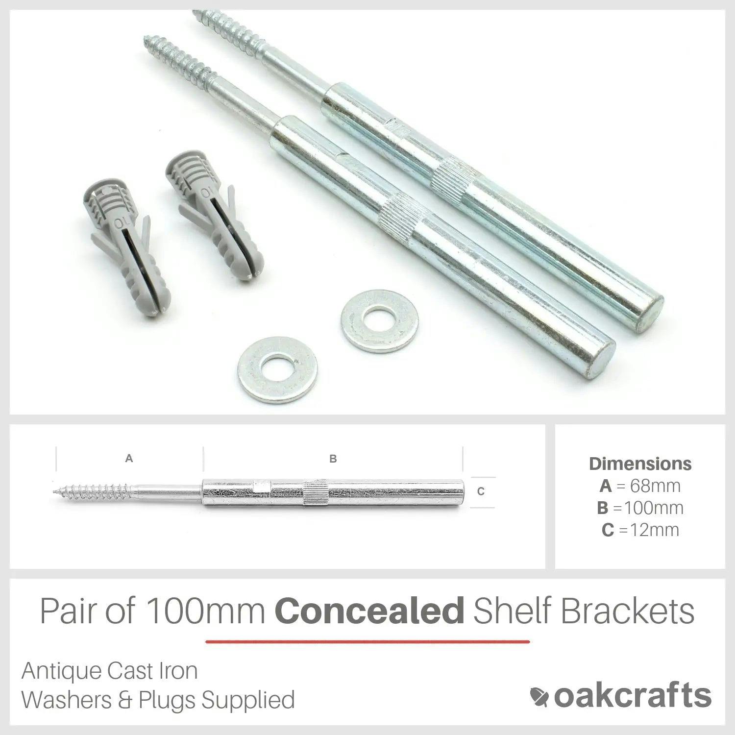 - OakcraftsPair Of Concealed Floating Shelf Brackets/supports100mm - Image 2
