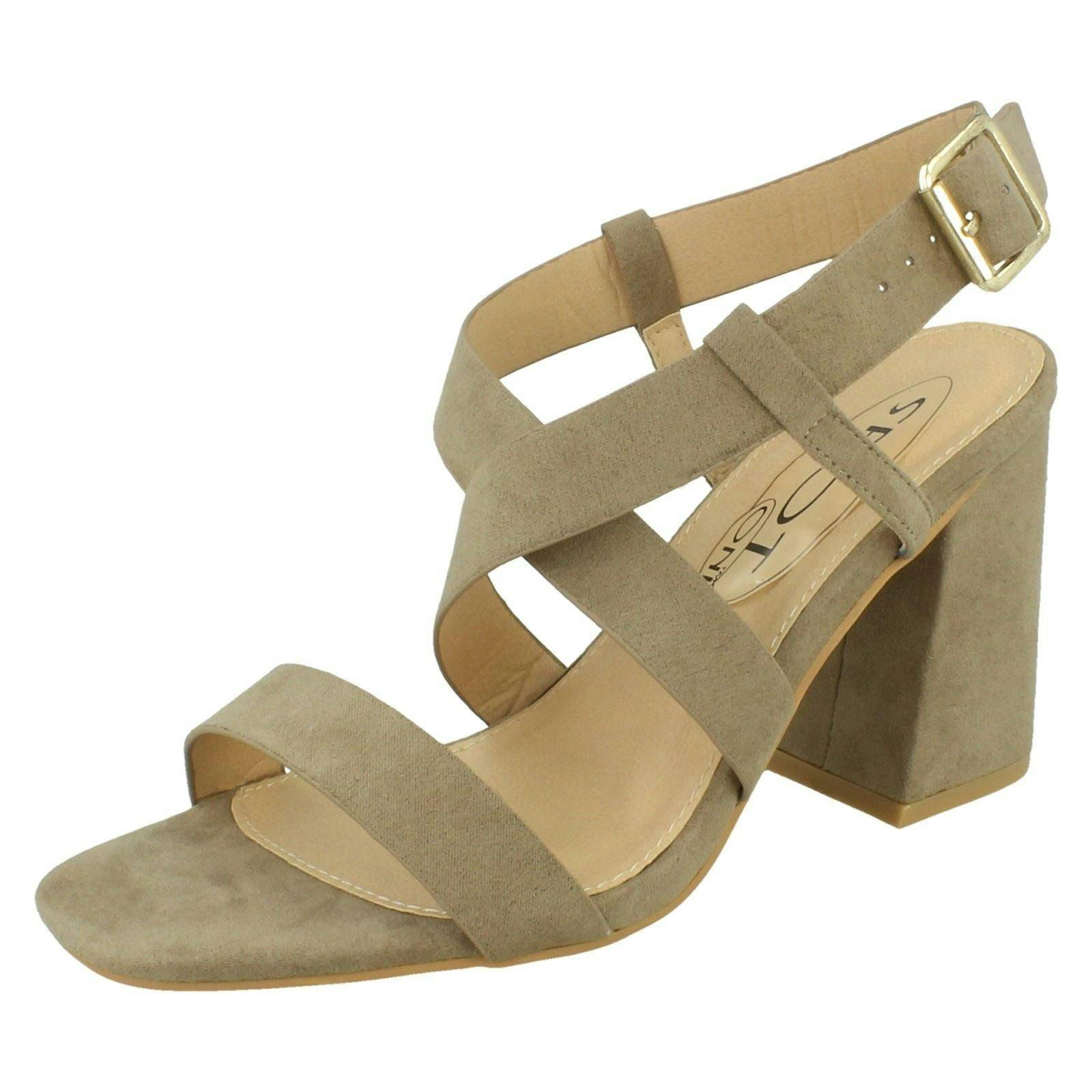 Spot On Women's Strappy Heeled Sandals F12011 - Taupe - Uk 7