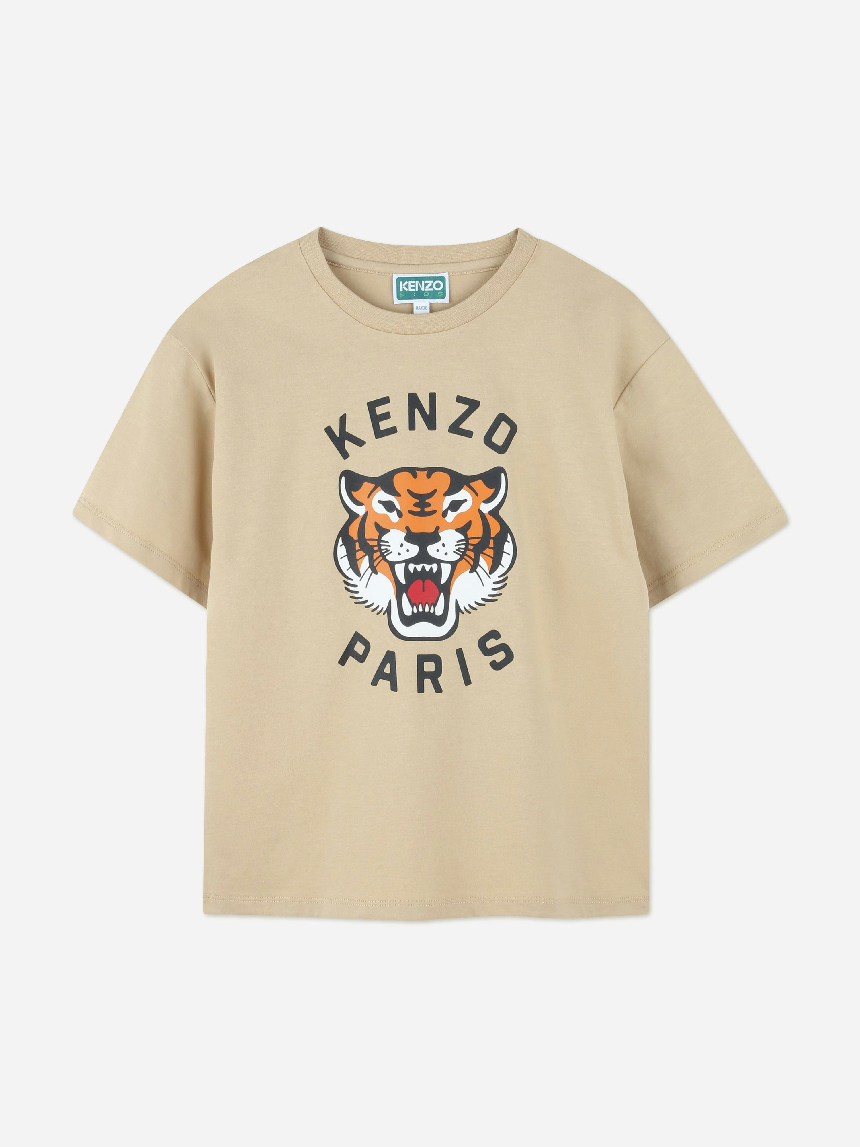 Kenzo Kids Boys Beige Lucky Tiger T-Shirt In - 10 Yrs